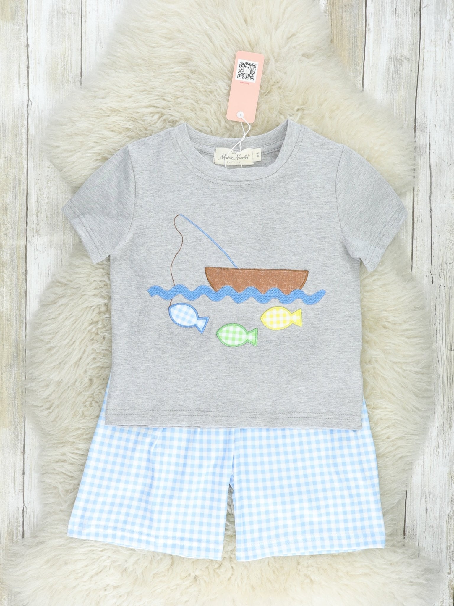 Blue Gingham Fishing Outfit - Marie Nicole Clothing