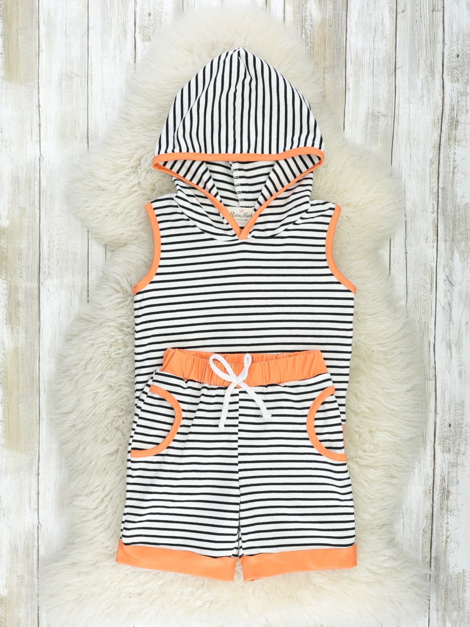 Striped Hoodie Tank Outfit - Marie Nicole Clothing