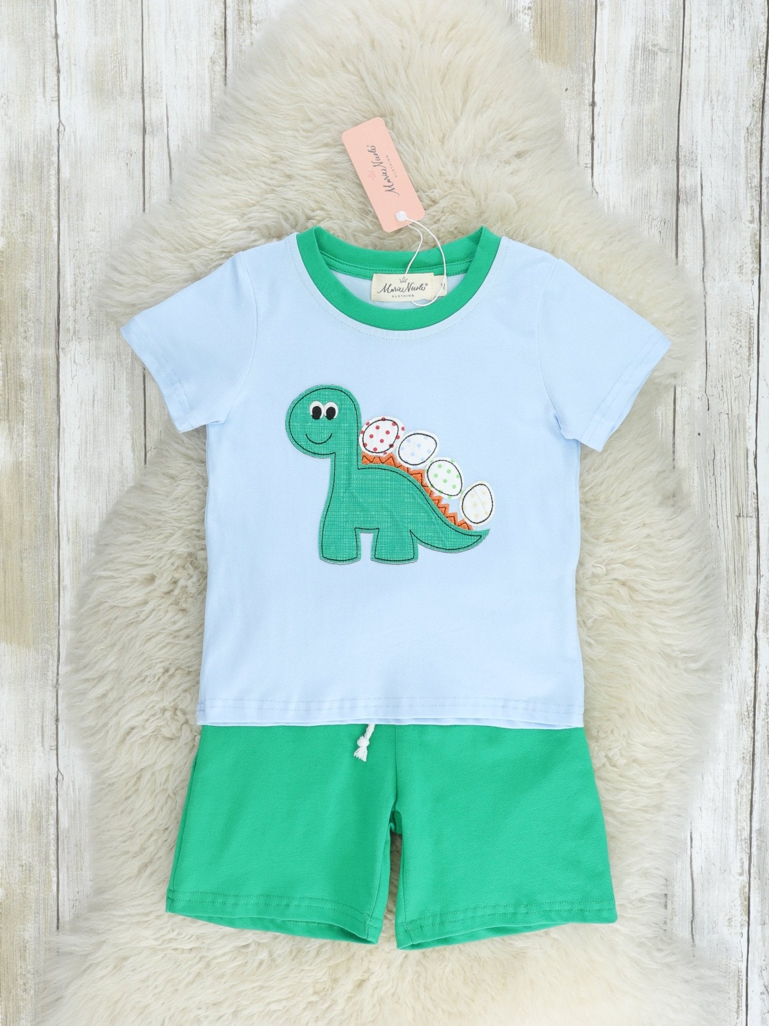 Blue & Green Dino Outfit - Marie Nicole Clothing