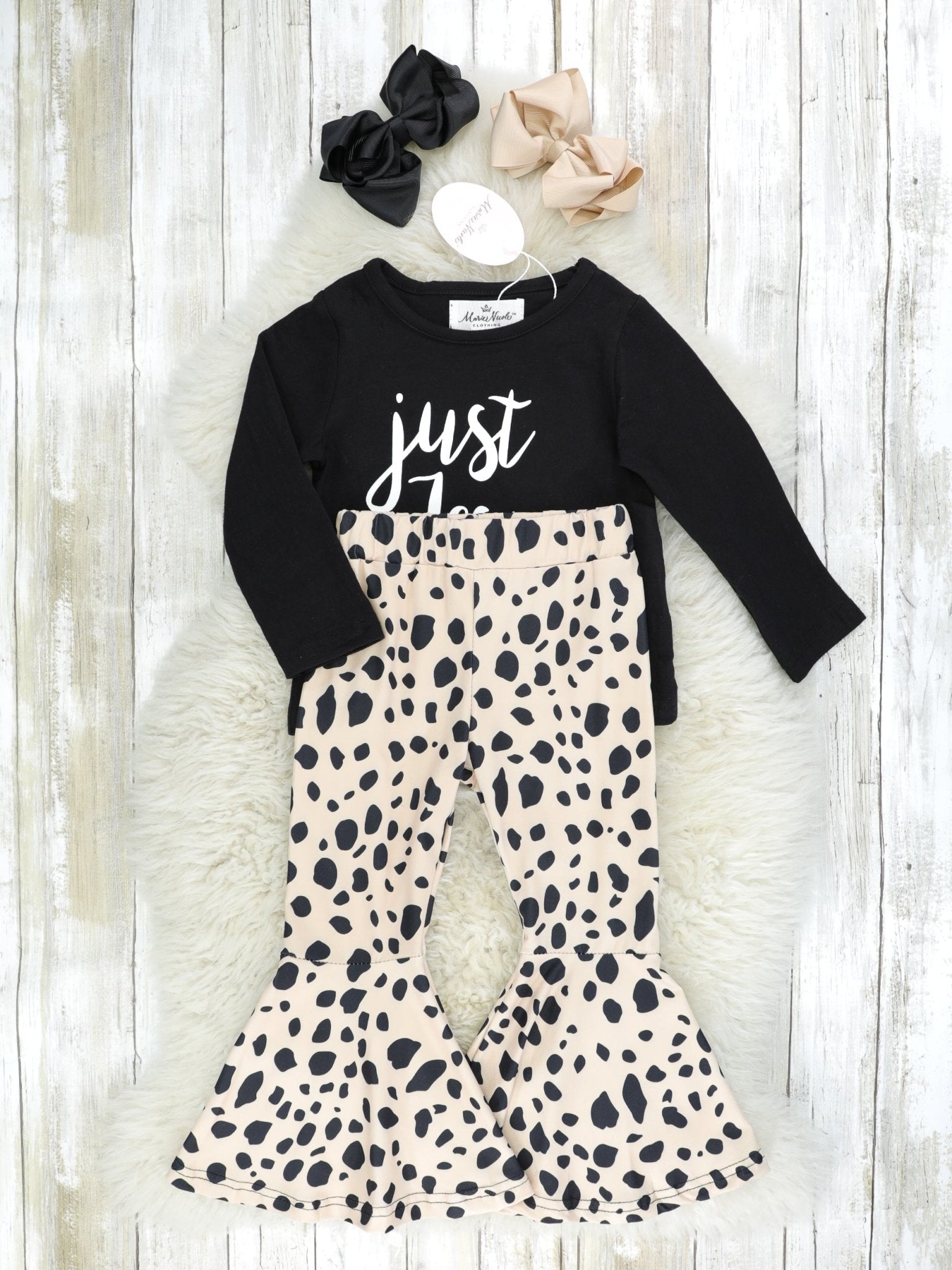 Just Jesus Dalmatian Bell Bottom Outfit - Marie Nicole Clothing