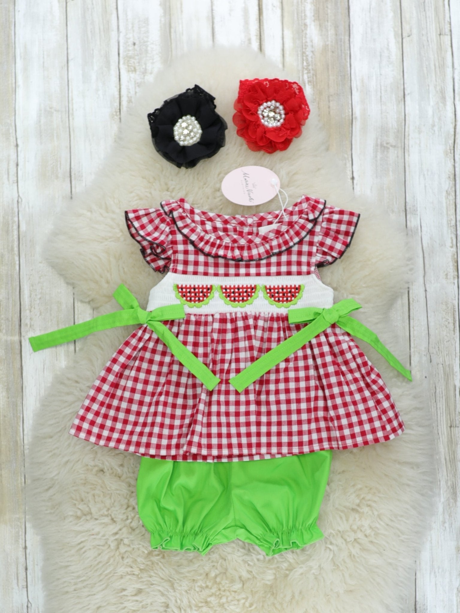 Smocked Watermelon Tunic & Shorts Outfit - Marie Nicole Clothing