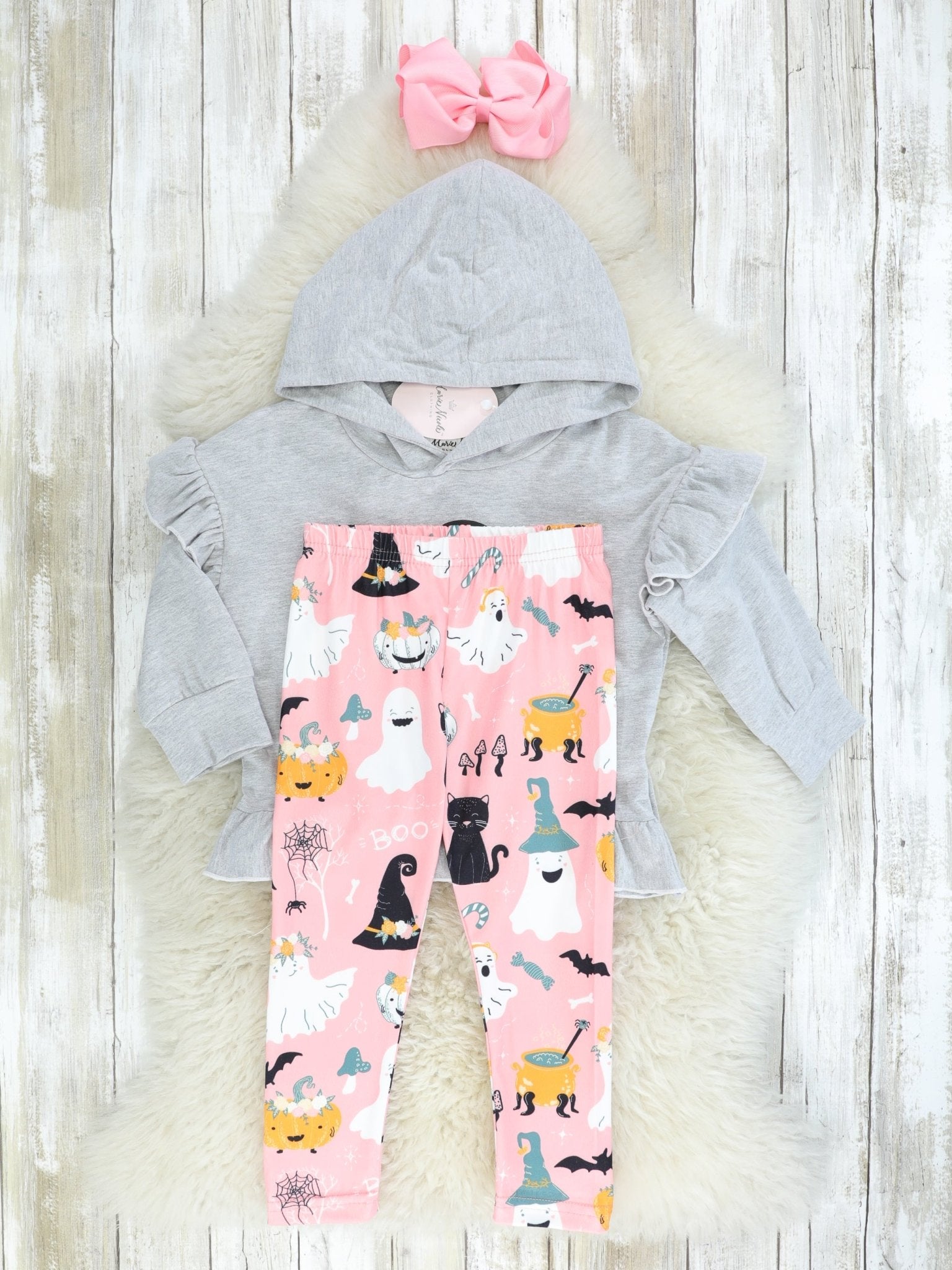 Floral Witch Hat Ruffle Hoodie Outfit - Marie Nicole Clothing