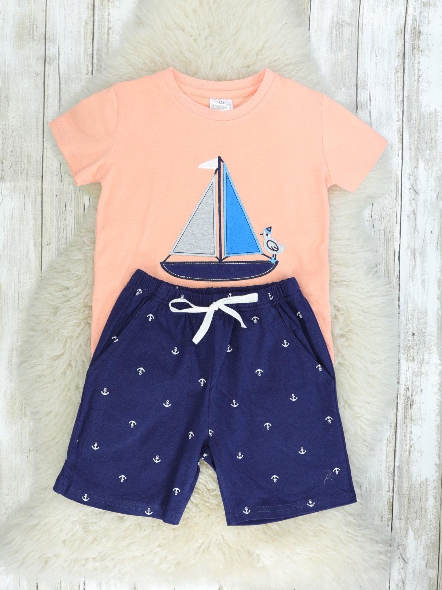 Coral Sailboat Top & Shorts Outfit - Marie Nicole Clothing