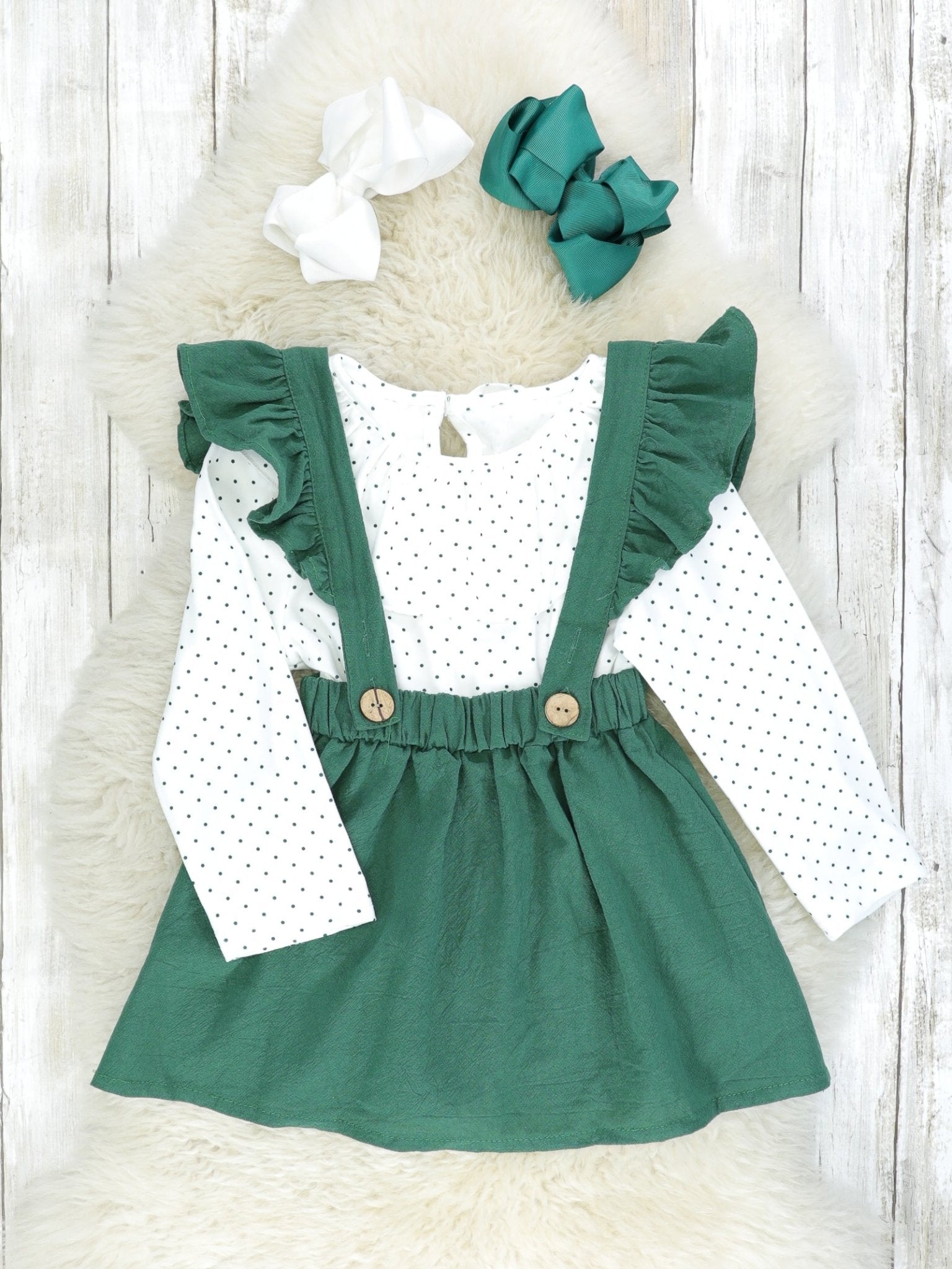 Vintage Green Suspender Skirt Set - Marie Nicole Clothing