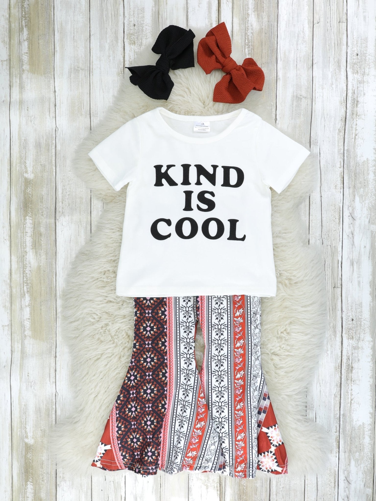 "Kind Is Cool" Boho Bell Bottom Outfit - Marie Nicole Clothing