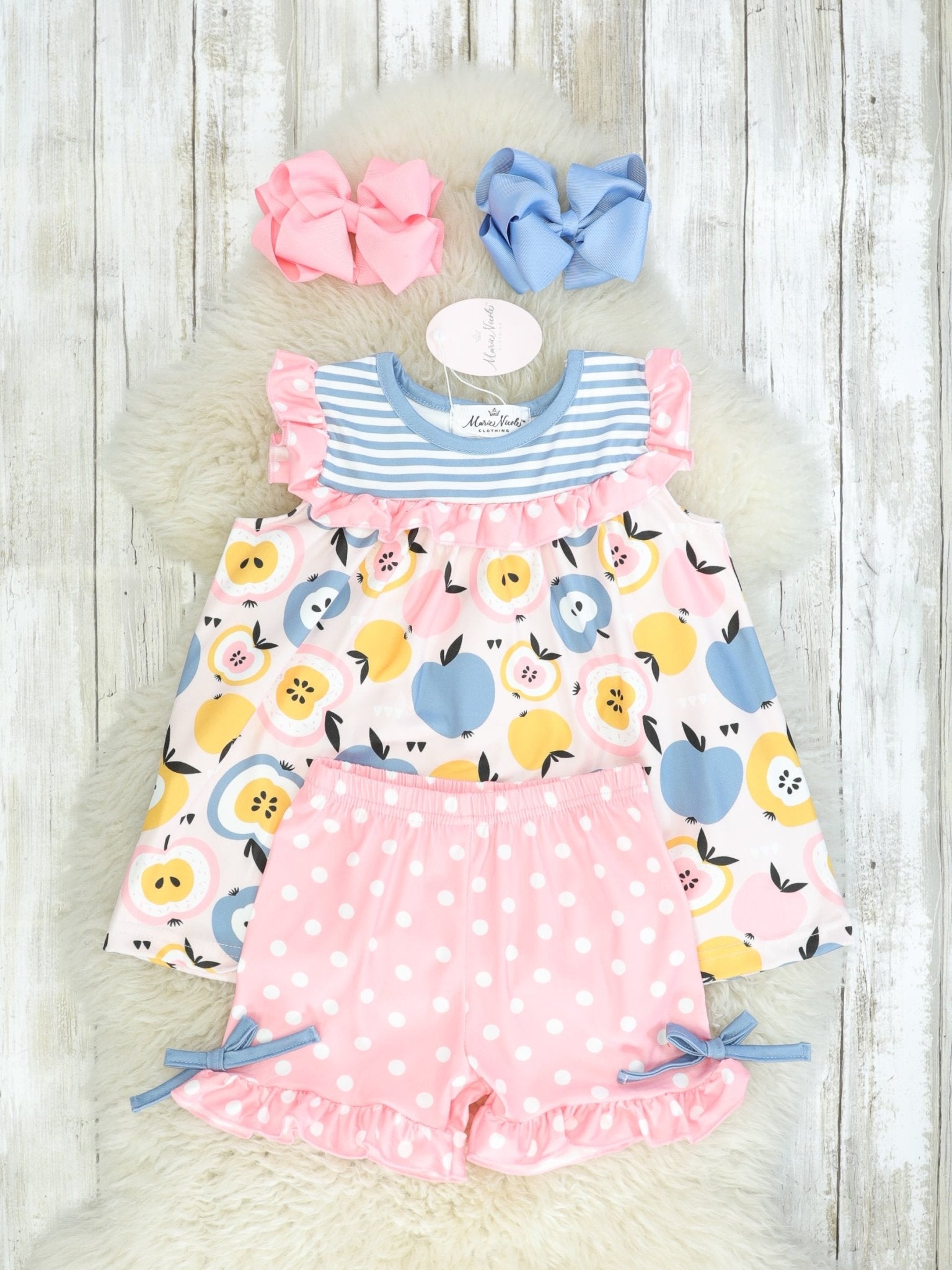Pink & Blue Apple Outfit - Marie Nicole Clothing