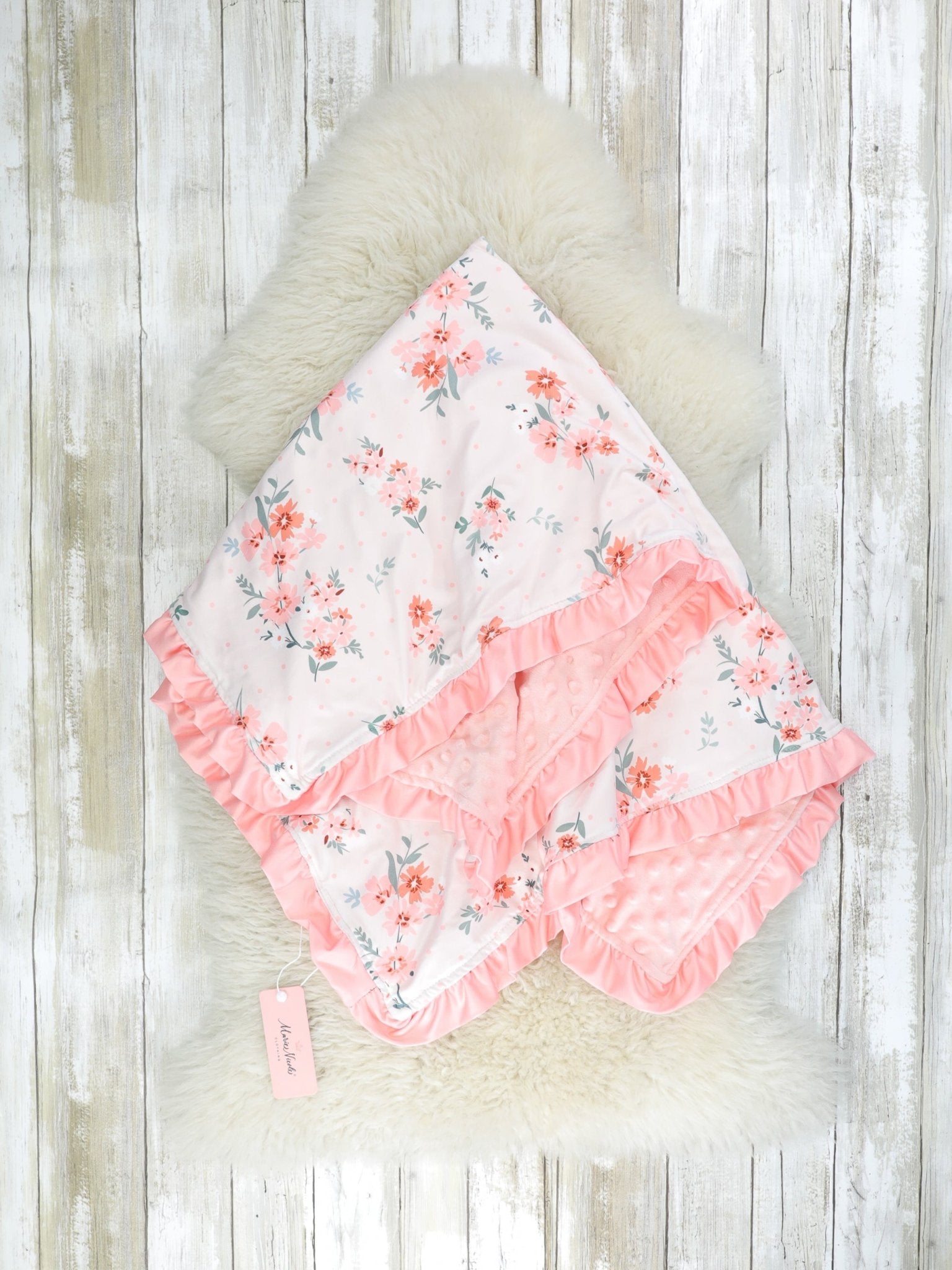 Peach Aster Minky Blanket - Marie Nicole Clothing