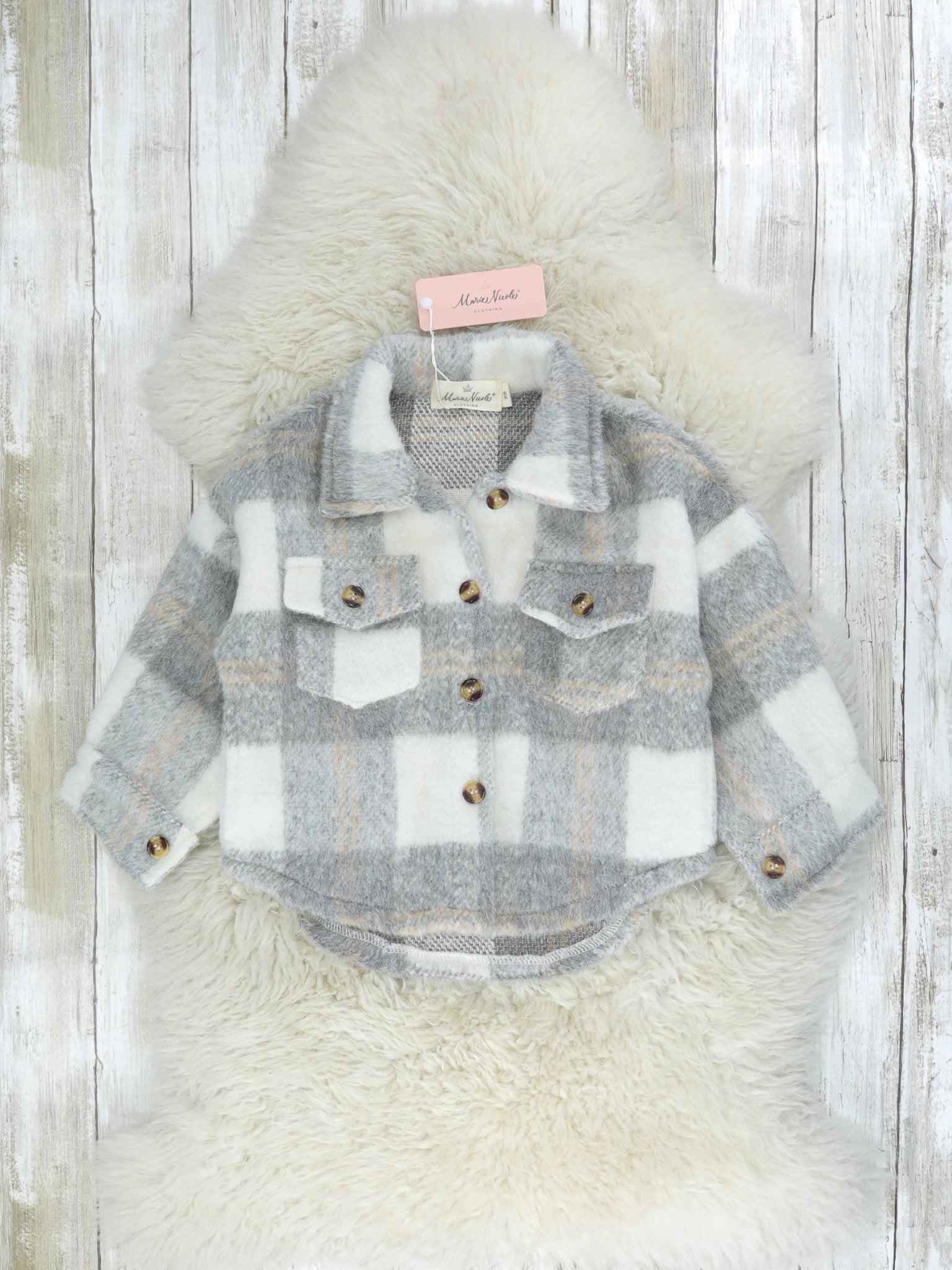 Mom & Me Grey Plaid Flannel - Marie Nicole Clothing