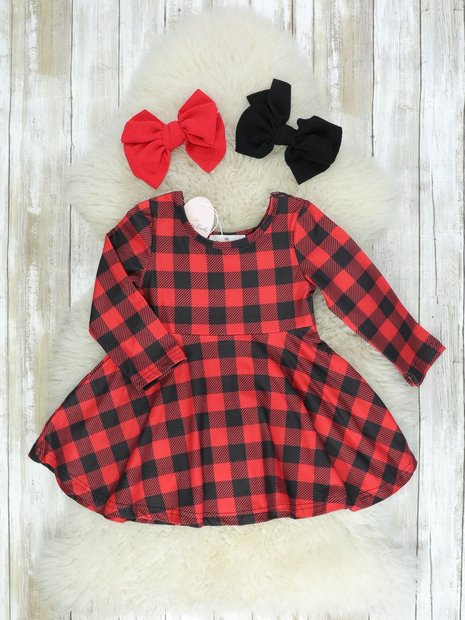Buffalo Plaid Swing Dress - Marie Nicole Clothing