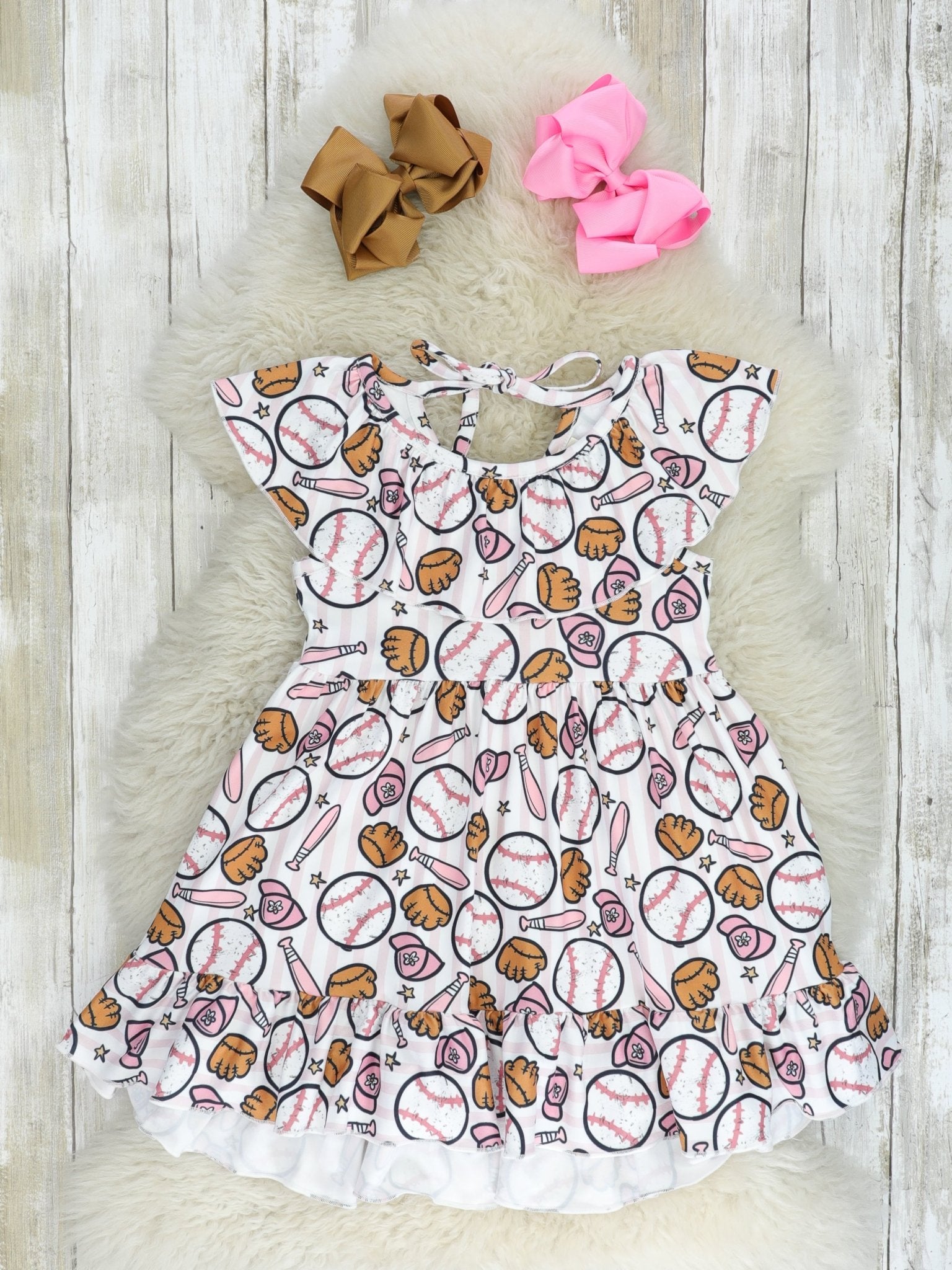 Bashful Baseball Ruffle Dress - Marie Nicole Clothing