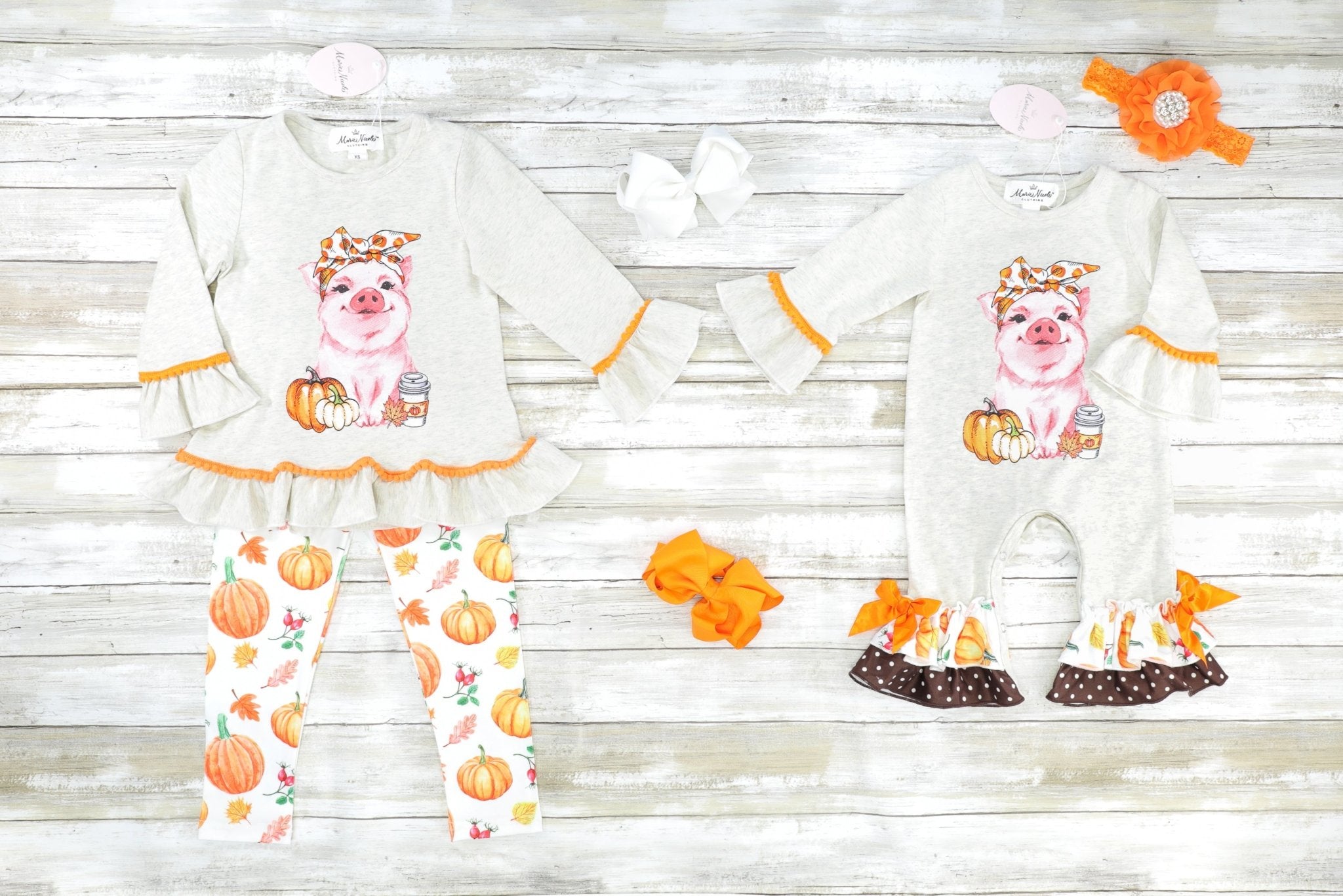 Piggy Pumpkin Patch Ruffle Outfit - Marie Nicole Clothing