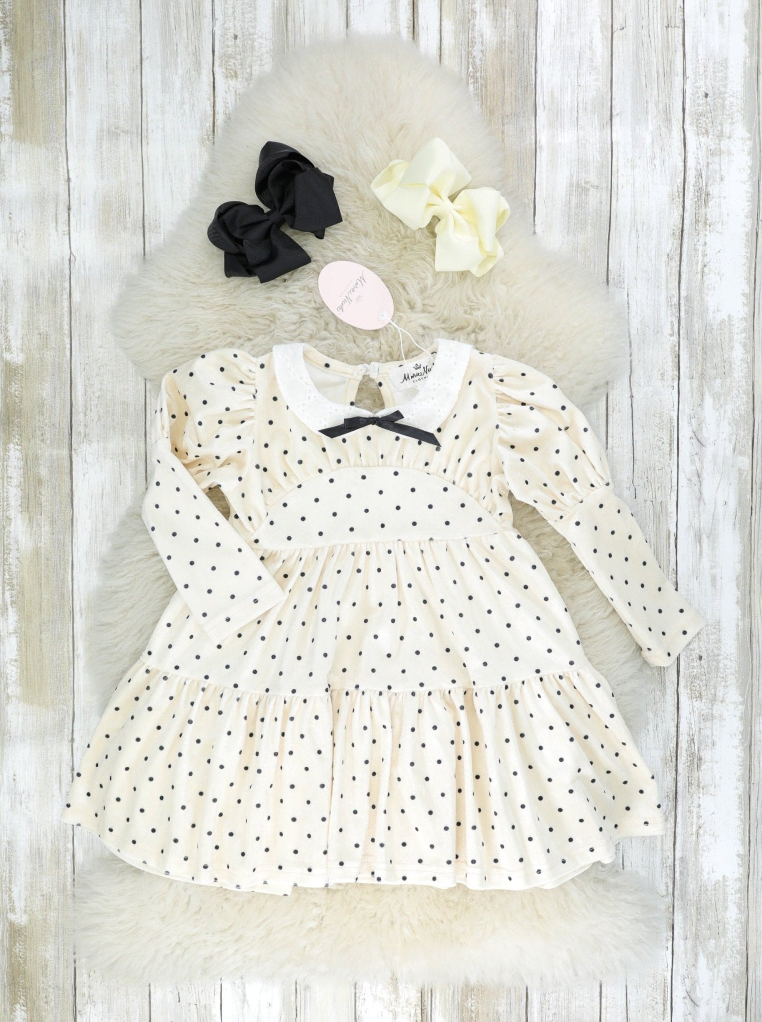 Polka Dot Vintage Tiered Dress - Marie Nicole Clothing