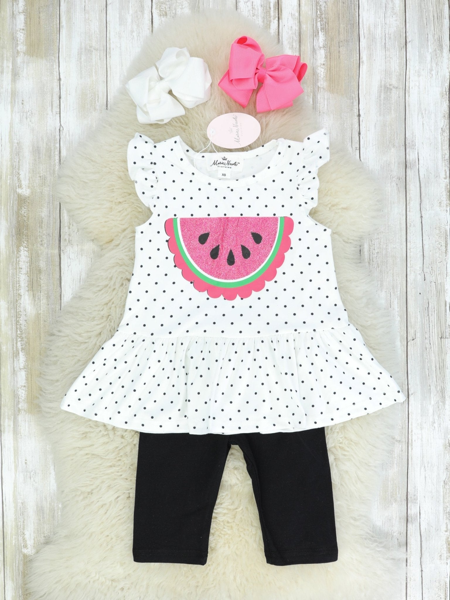 Polka Dotted Watermelon Capris Outfit - Marie Nicole Clothing