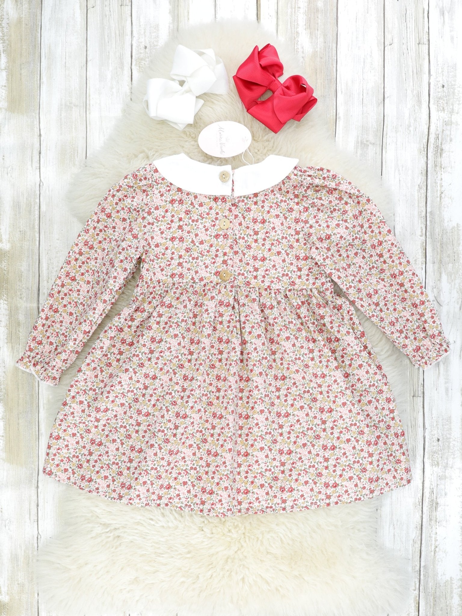 Dainty Neutral Floral Vintage Dress - Marie Nicole Clothing