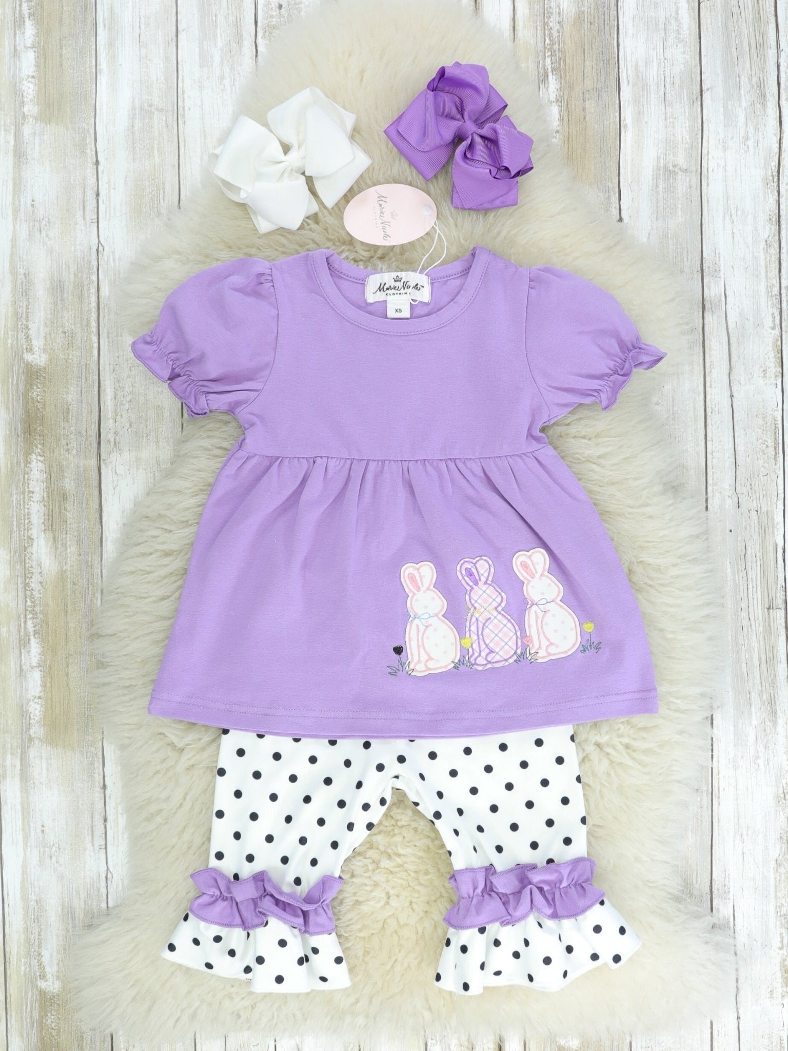 Purple Easter Bunny Ruffle Outfit - Marie Nicole Clothing