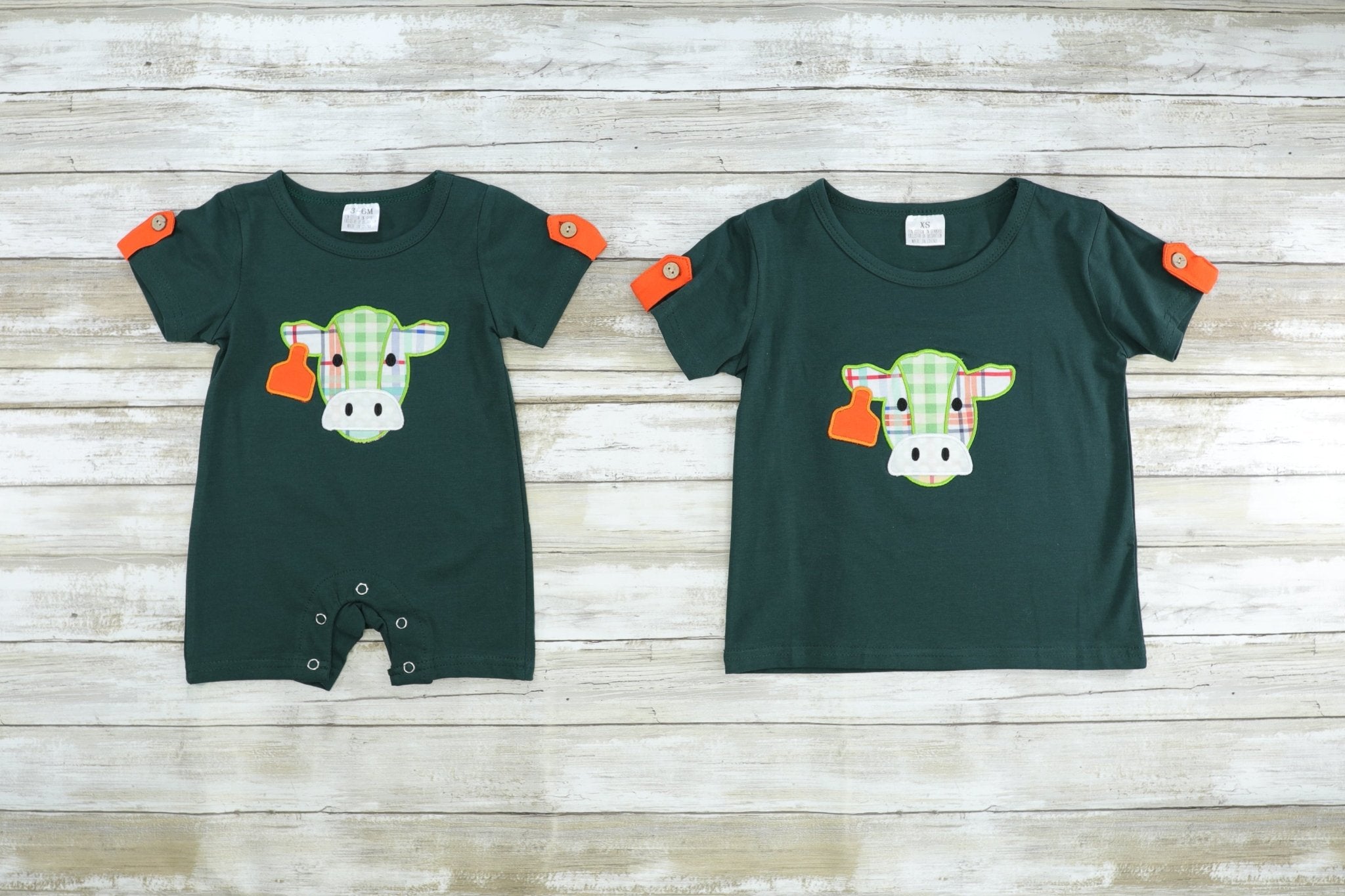 Dark Green Cow Shirt - Marie Nicole Clothing