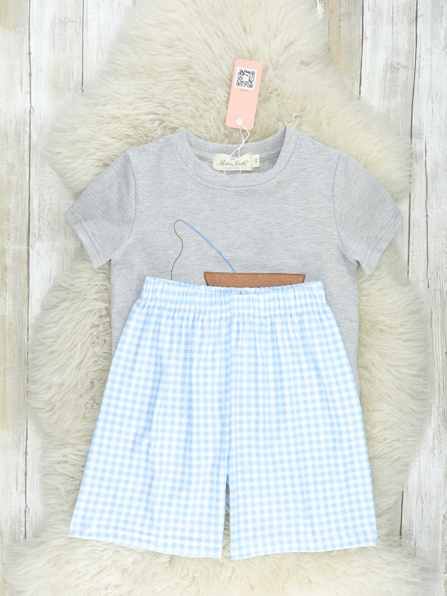 Blue Gingham Fishing Outfit - Marie Nicole Clothing