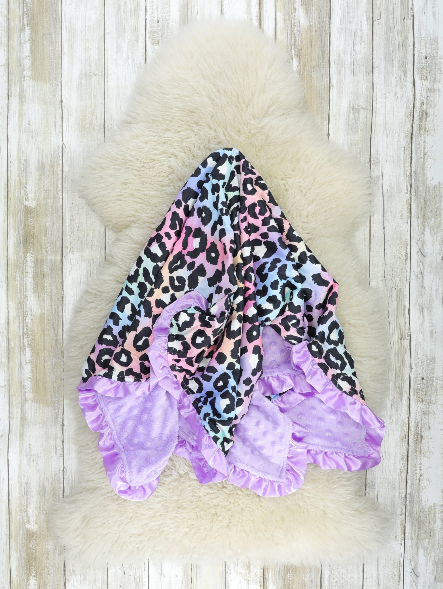 Purple Leopard Rainbow Minky Blanket - Marie Nicole Clothing