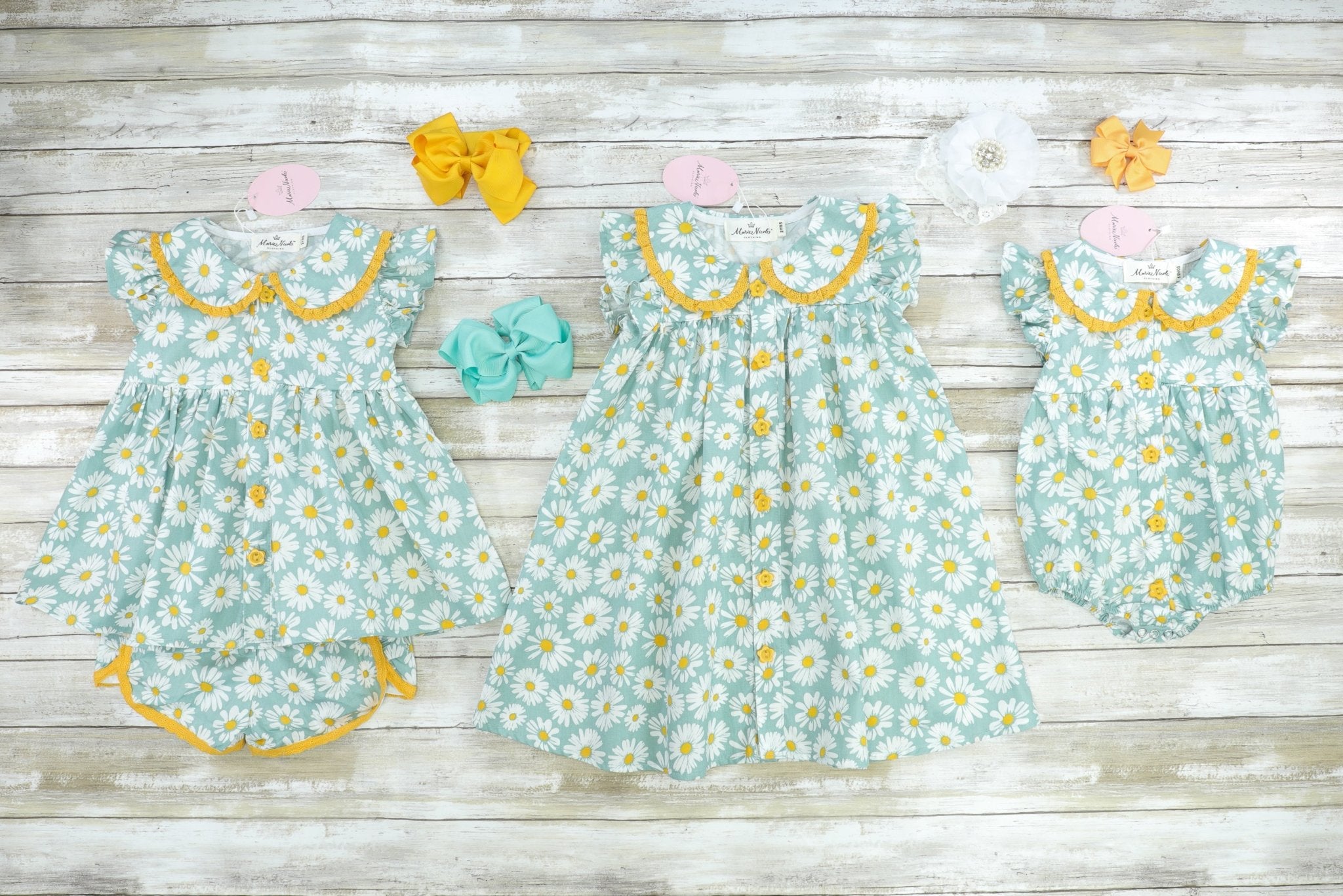 Spring Daisy Peplum Top & Ruffle Shorties Outfit - Marie Nicole Clothing