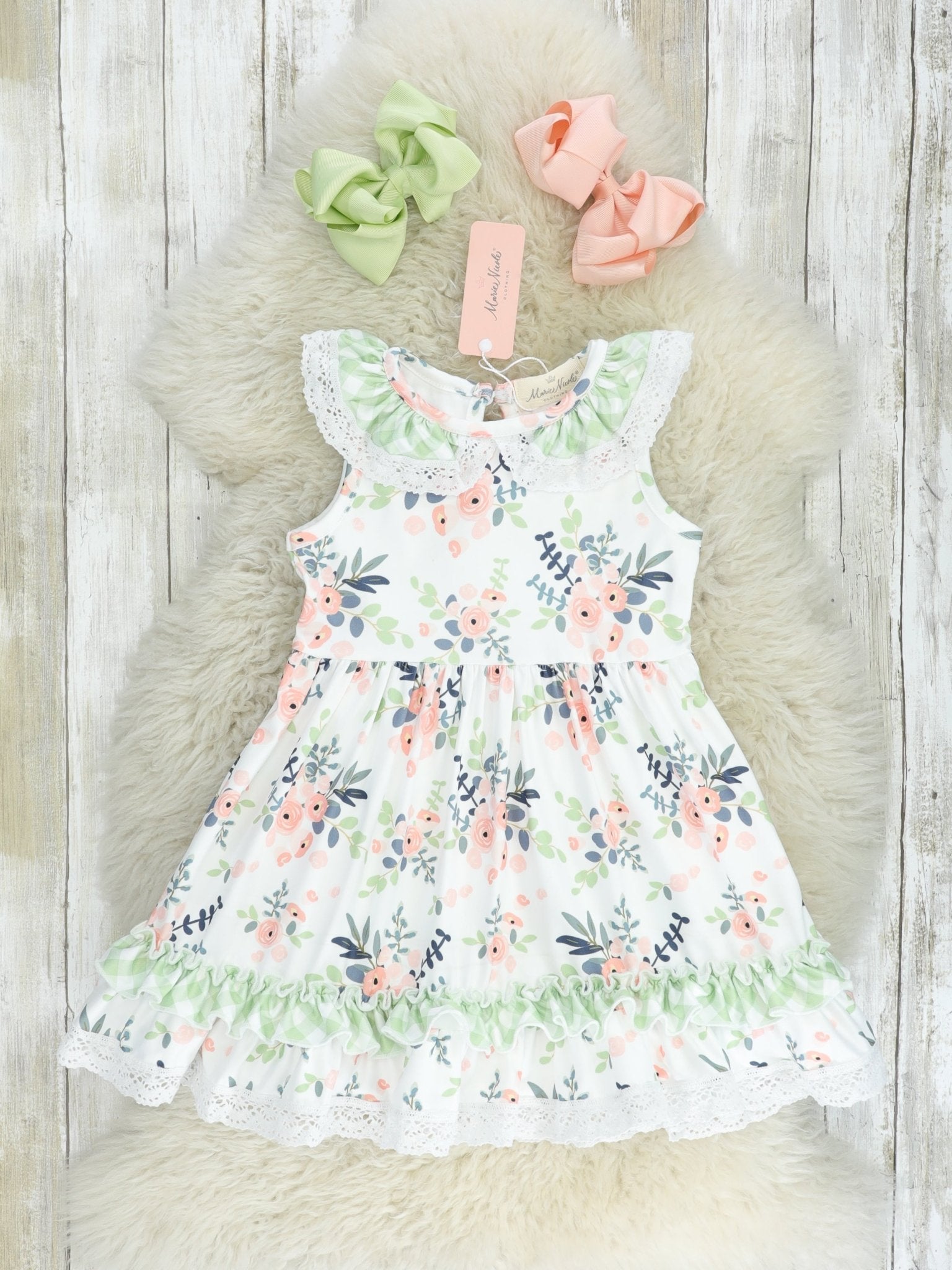 Peach Anemone Ruffle Dress - Marie Nicole Clothing