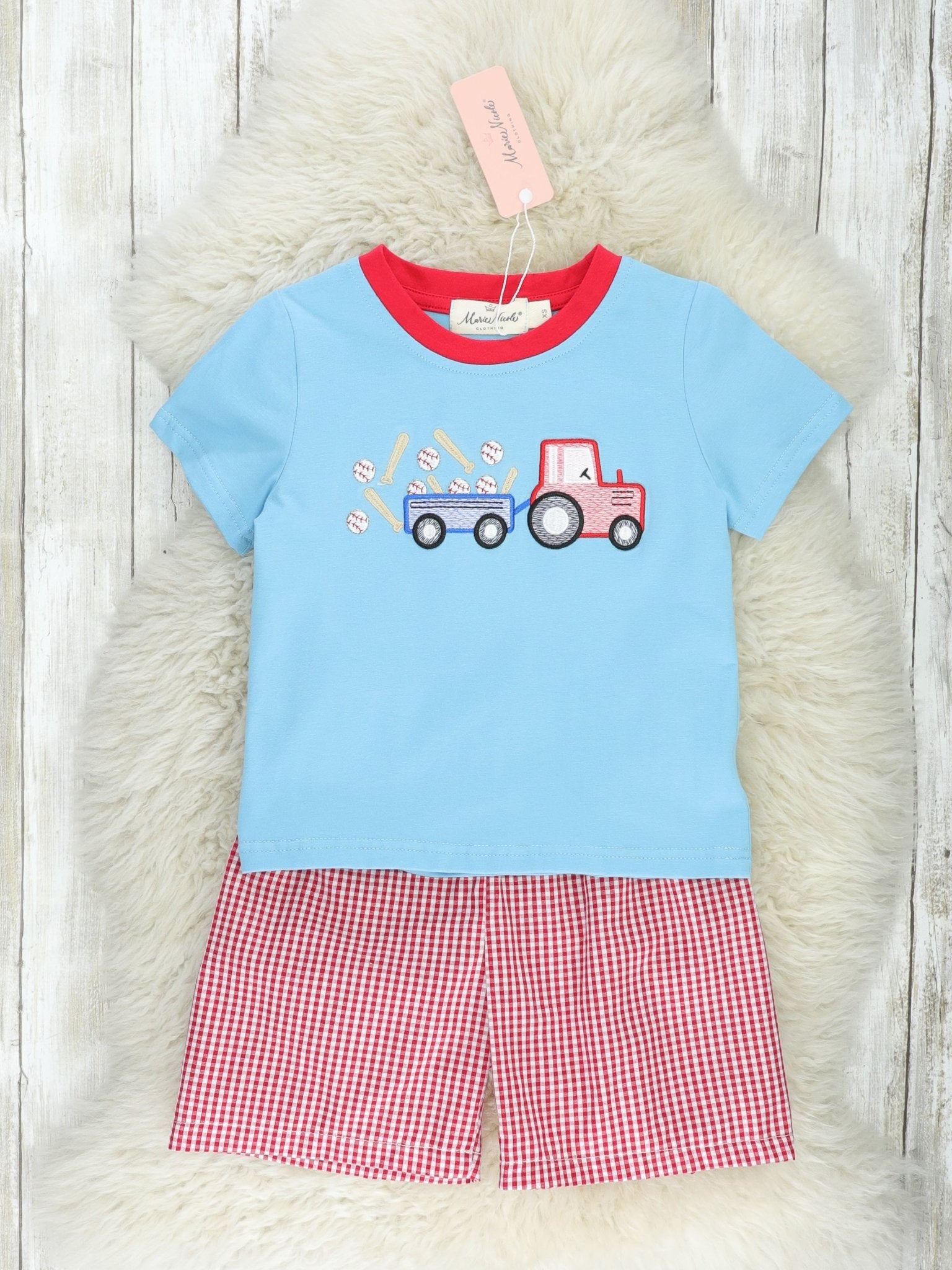 Striped Baseball Truck Outfit - Marie Nicole Clothing