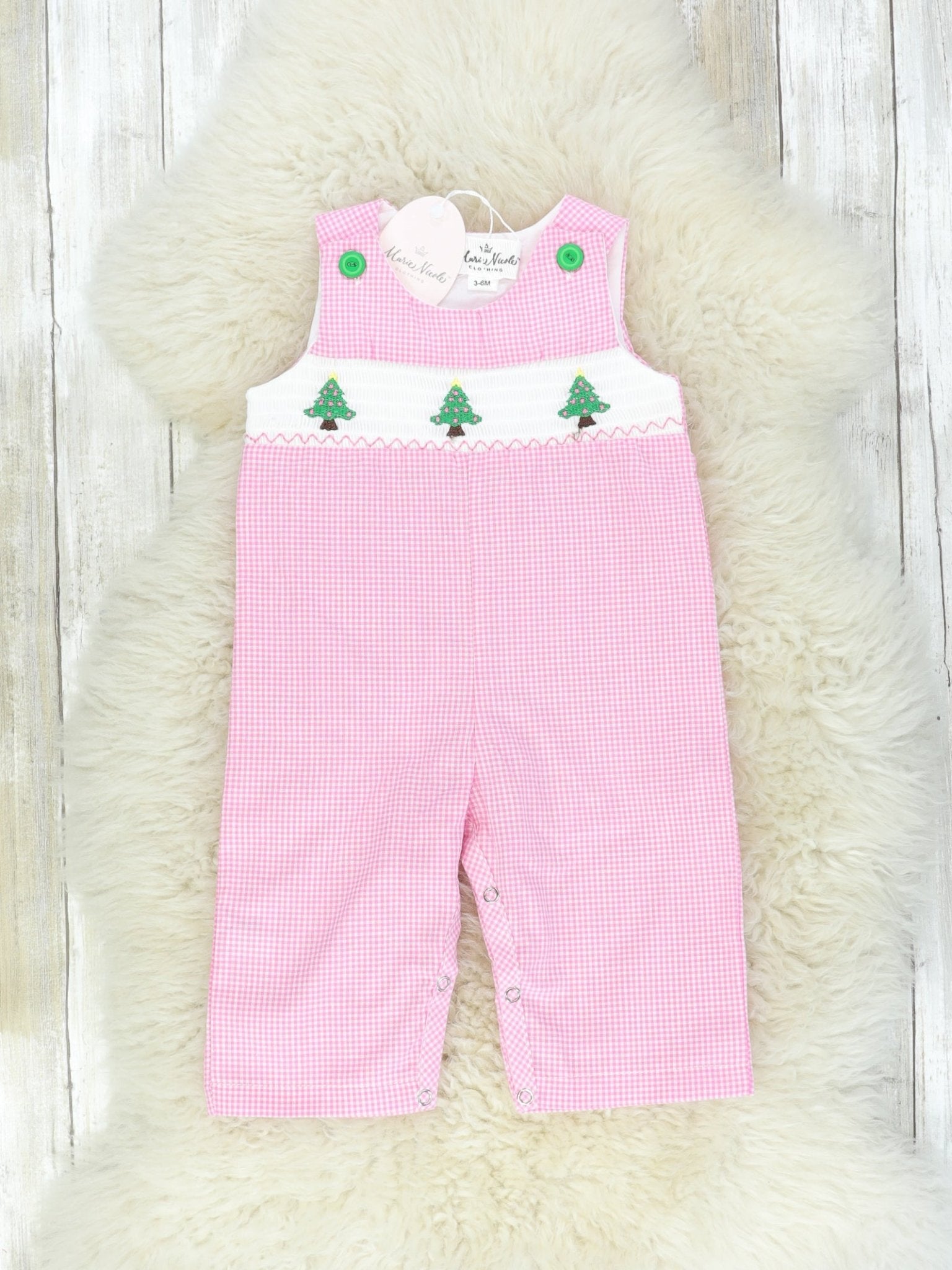 Hot Pink Smocked Christmas Tree Johnny - Marie Nicole Clothing