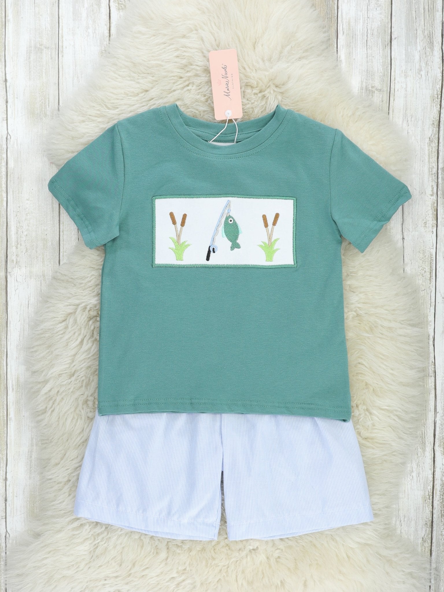 Smocked Fishing Outfit - Marie Nicole Clothing