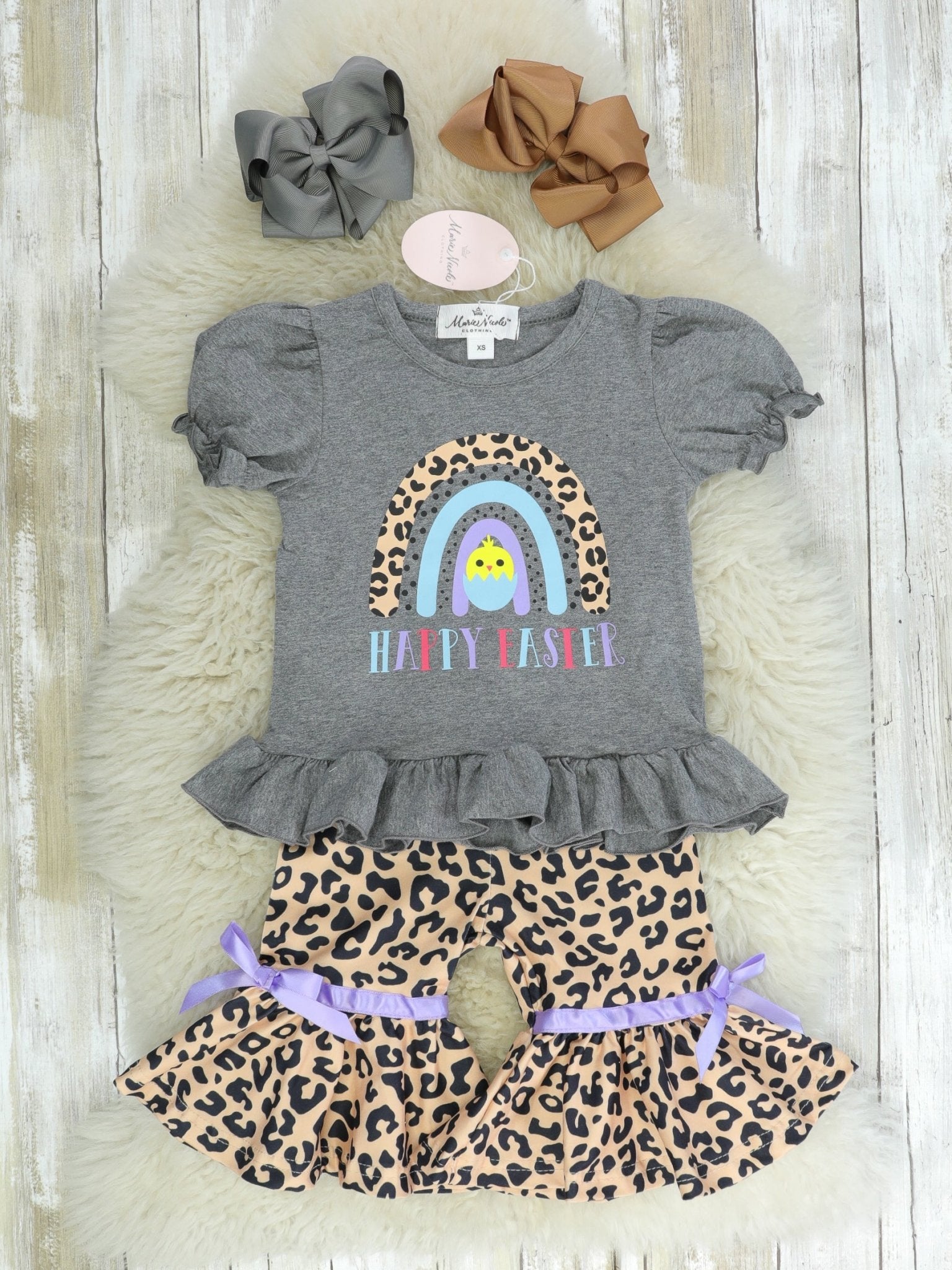 Rainbow Leopard Easter Chick Outfit - Marie Nicole Clothing