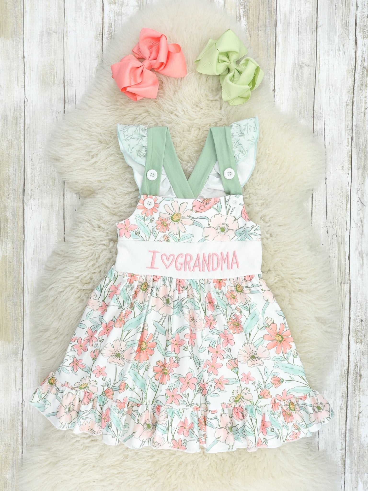 "I Love Grandma" Floral Dress - Marie Nicole Clothing