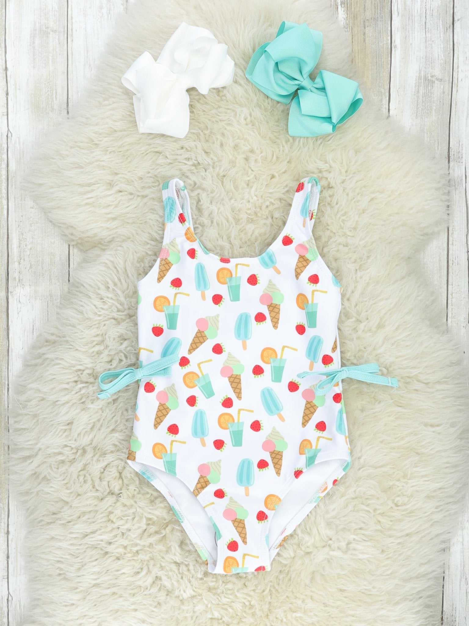 Mint Popsicle Bow One - Piece Swimsuit - Marie Nicole Clothing