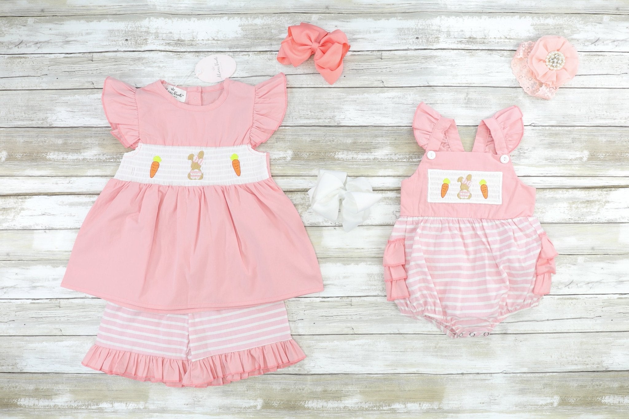 Smocked Carrot & Bunny Johnny - Marie Nicole Clothing