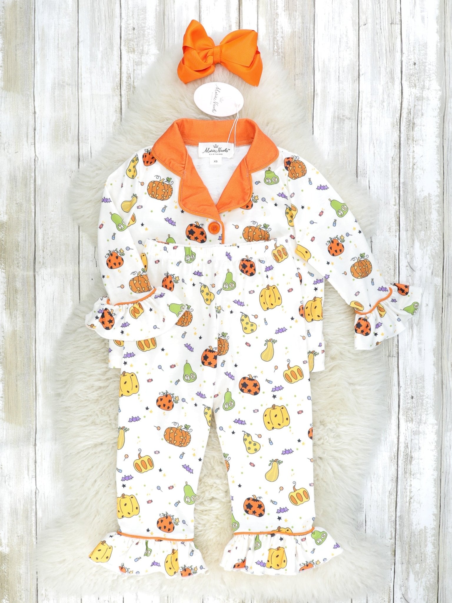 Pumpkin Spice & Spooky Nights Ruffle Pajamas - Marie Nicole Clothing