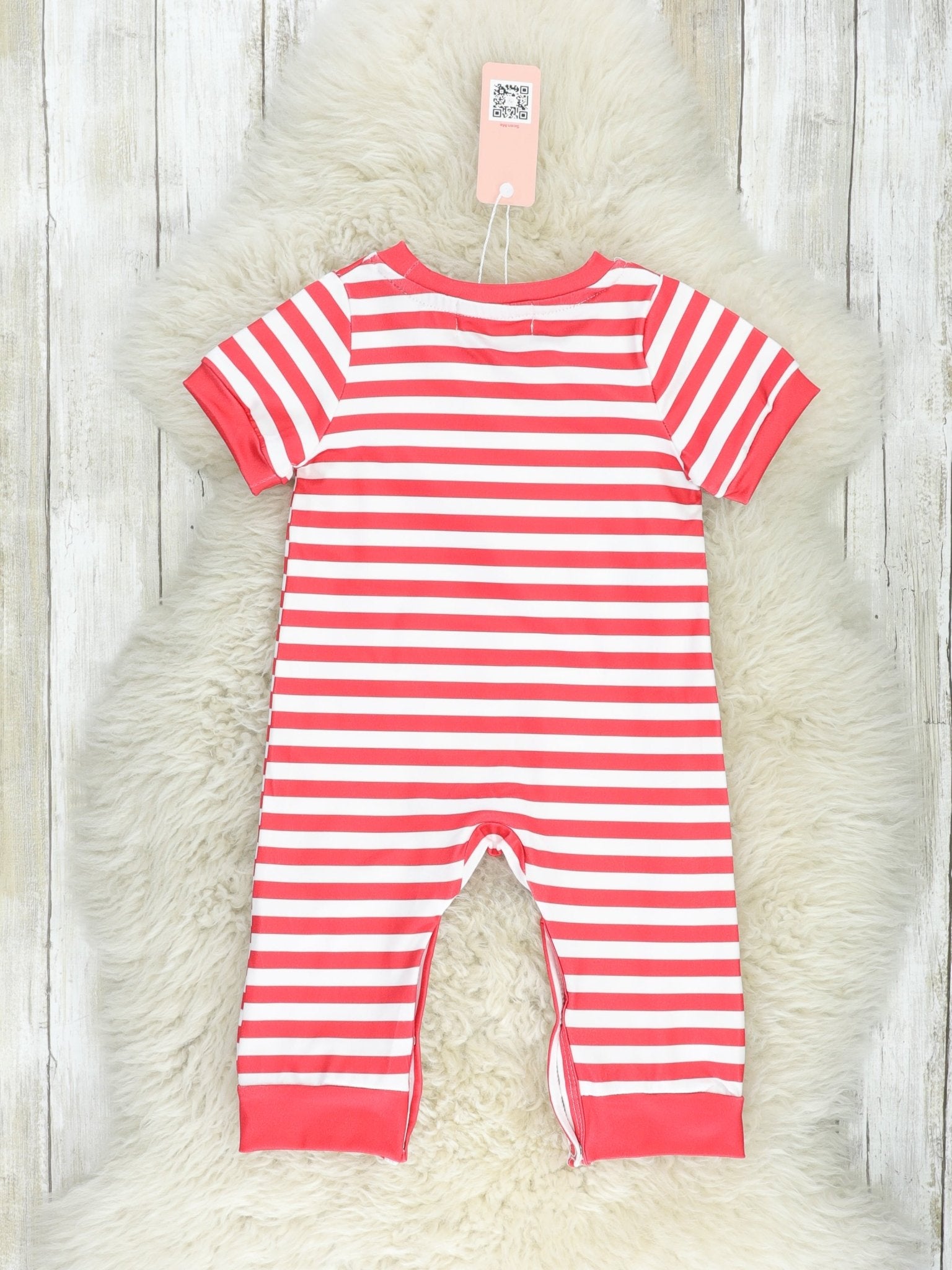 Patriotic Stripe Heart Romper - Marie Nicole Clothing