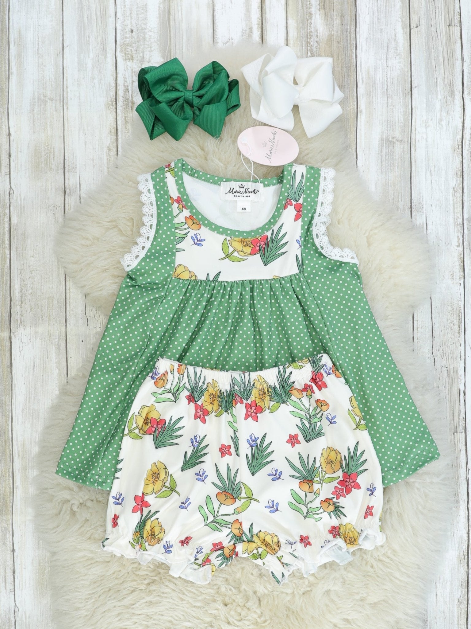 Olive Floral Outfit - Marie Nicole Clothing