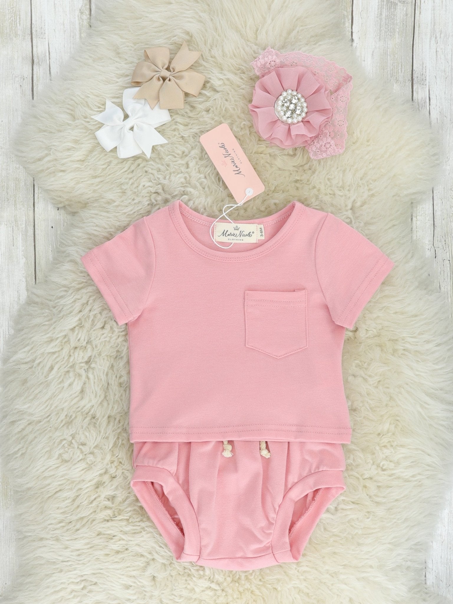 Pink Pocket Bloomers Outfit - Marie Nicole Clothing
