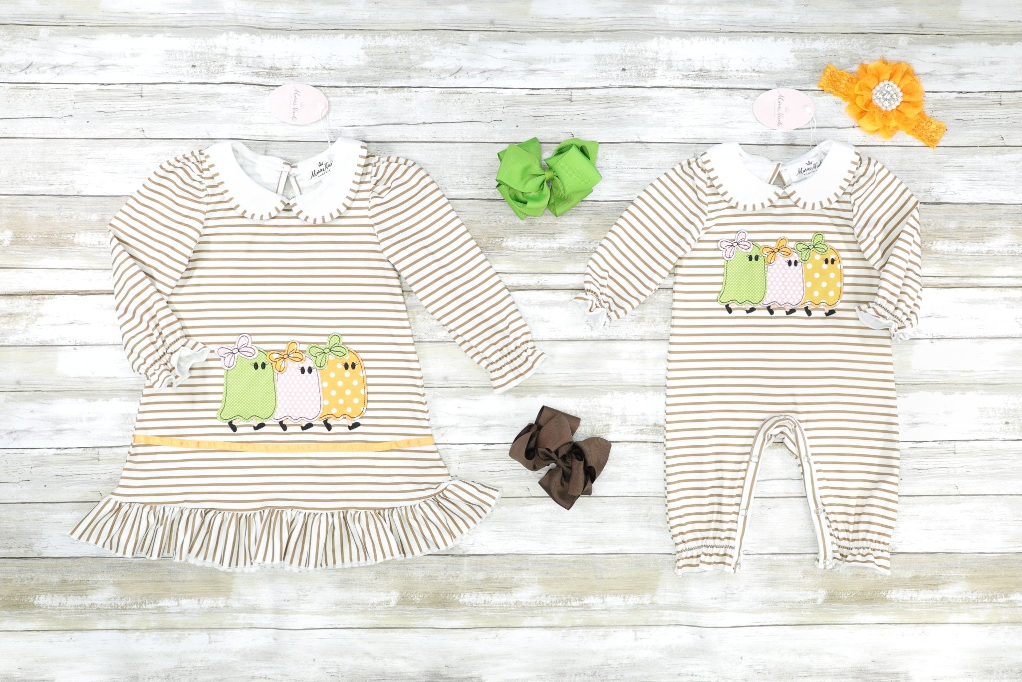 Striped Ghosts Vintage Romper - Marie Nicole Clothing