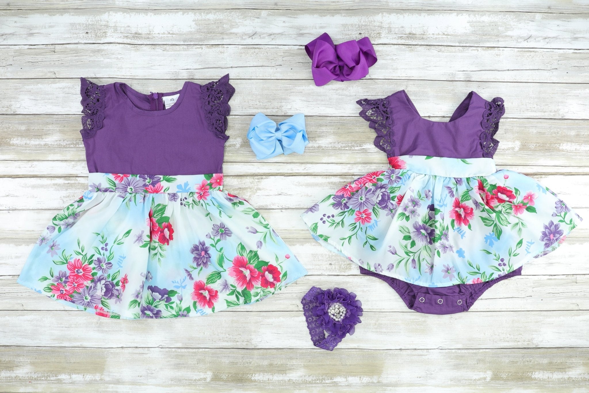 Plum Floral Ruffle Bubble Romper - Marie Nicole Clothing