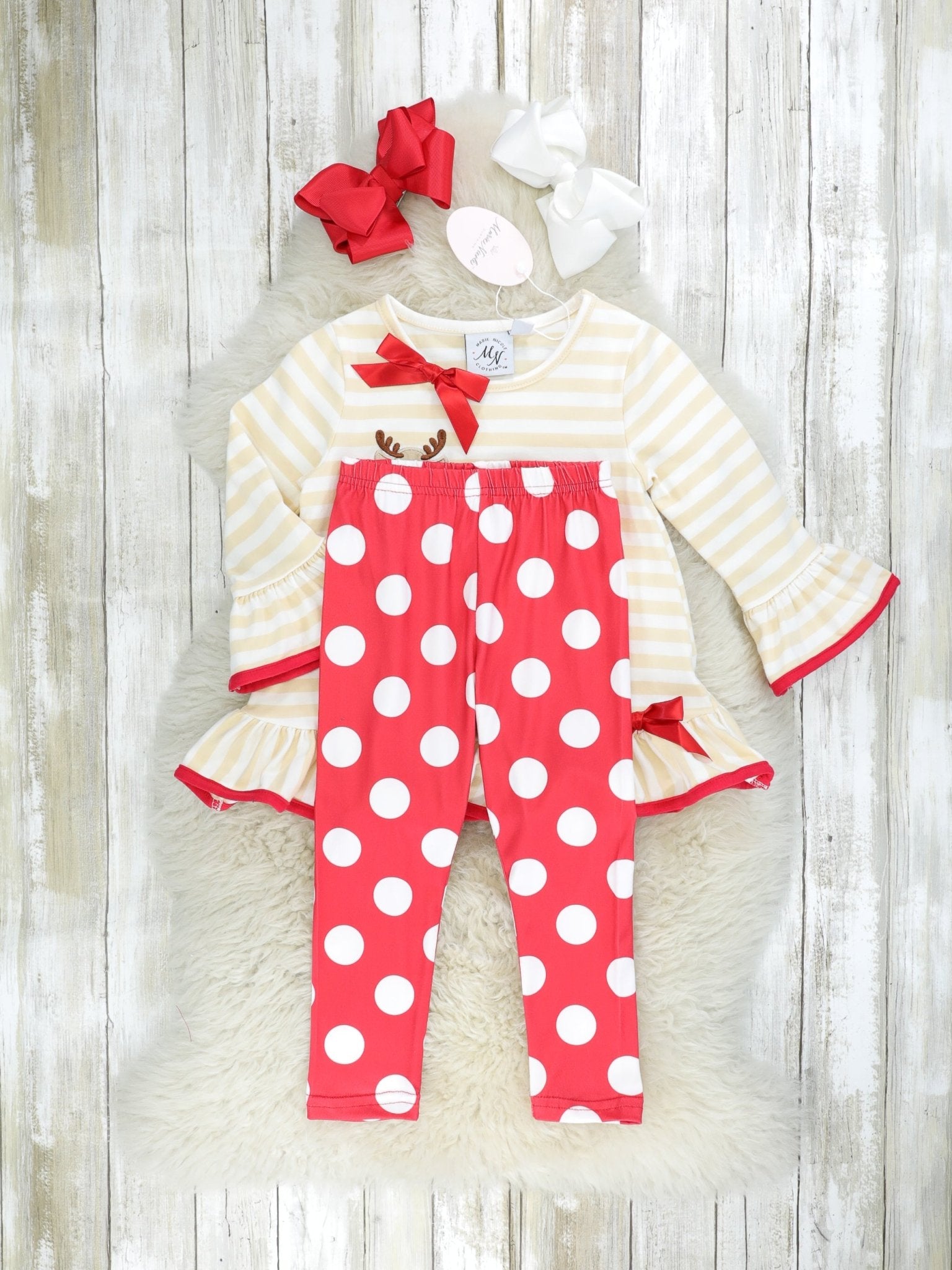 Reindeer Tractor Ruffle Outfit - Marie Nicole Clothing