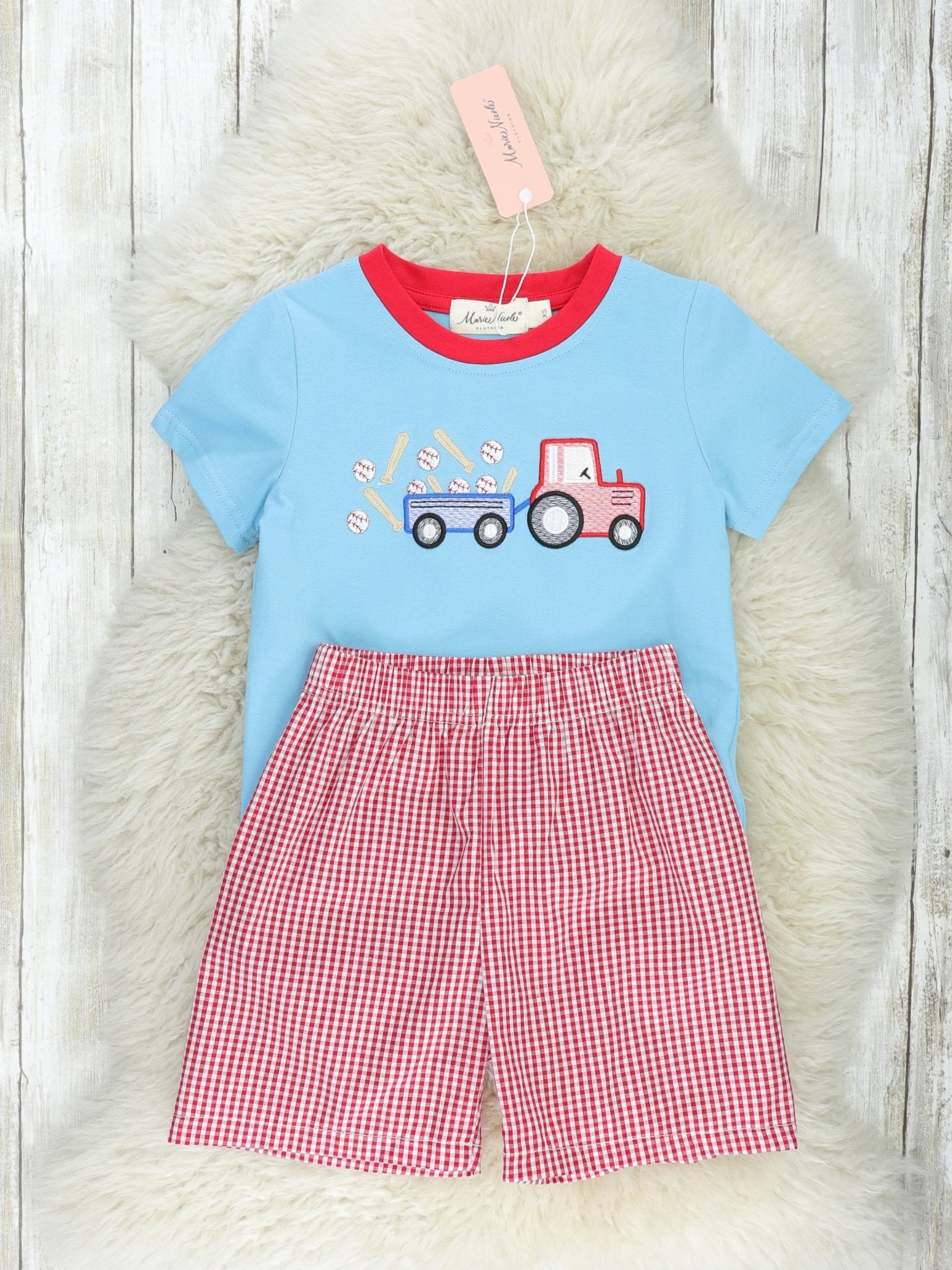 Striped Baseball Truck Outfit - Marie Nicole Clothing