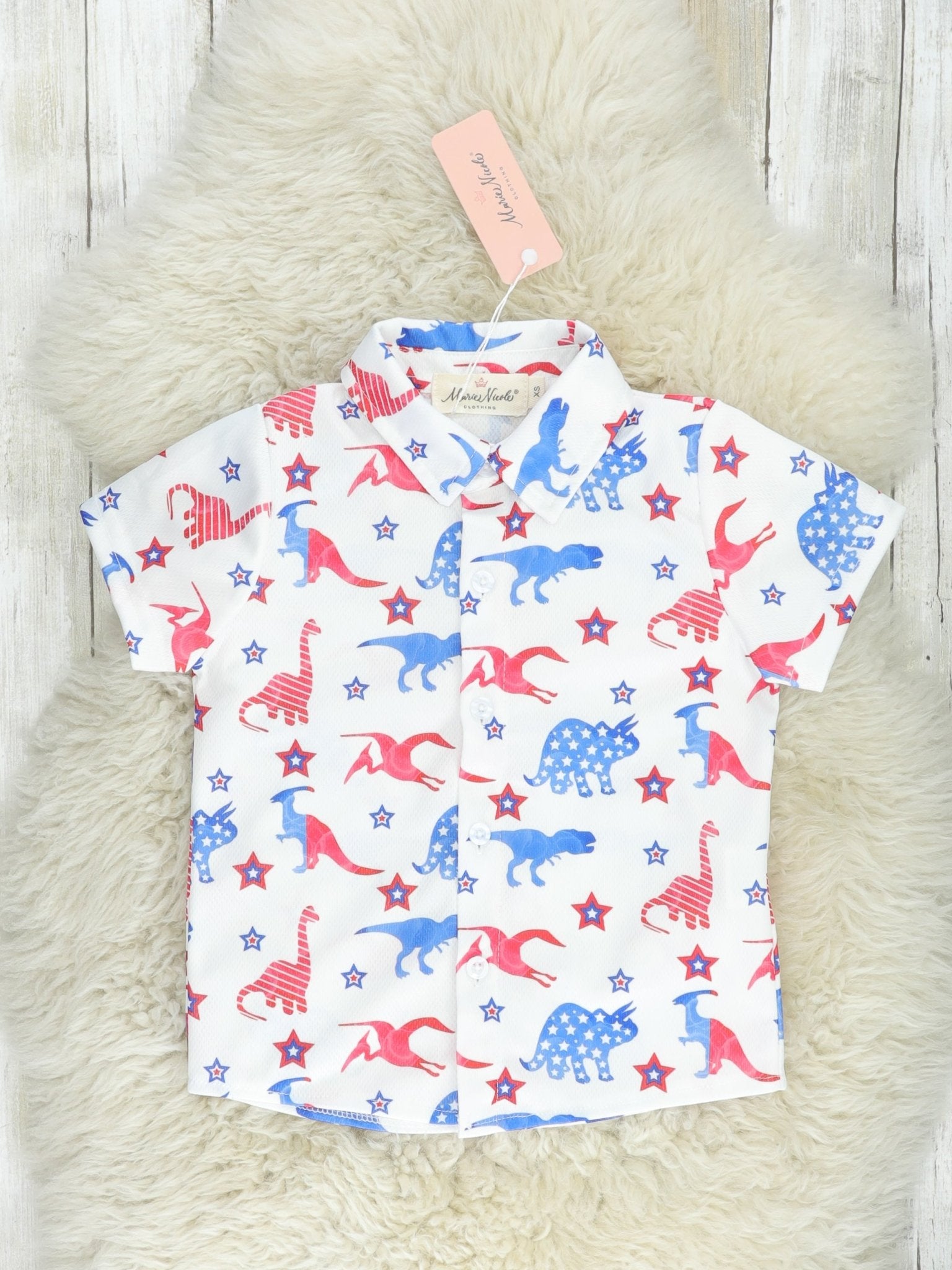 Patriotic Dinosaur Polo - Marie Nicole Clothing