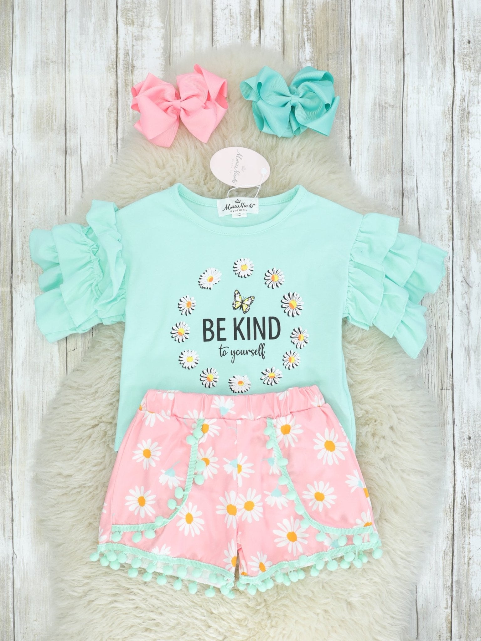 "Be Kind To Yourself" Ruffle Daisy Outfit - Marie Nicole Clothing