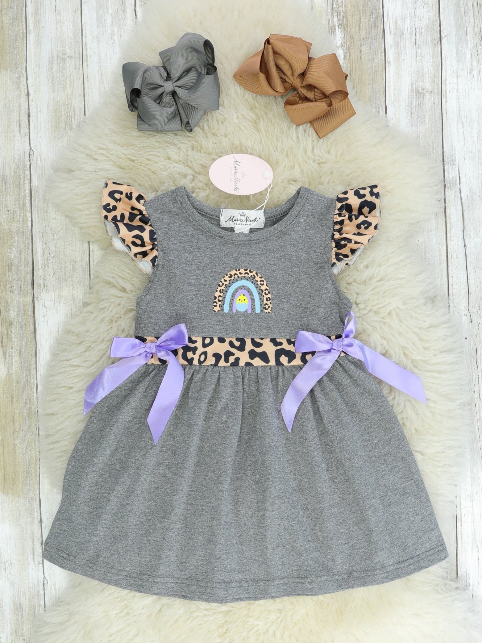 Rainbow Leopard Easter Chick Dress - Marie Nicole Clothing