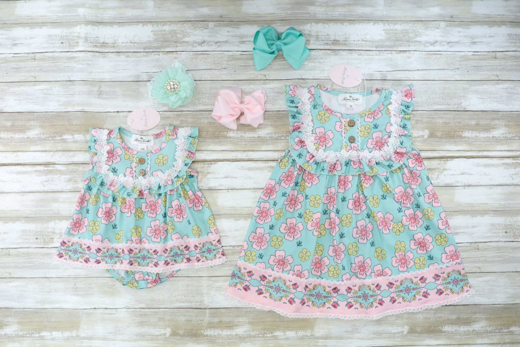 Yellow & Pink Floral Ruffle Bubble Romper - Marie Nicole Clothing