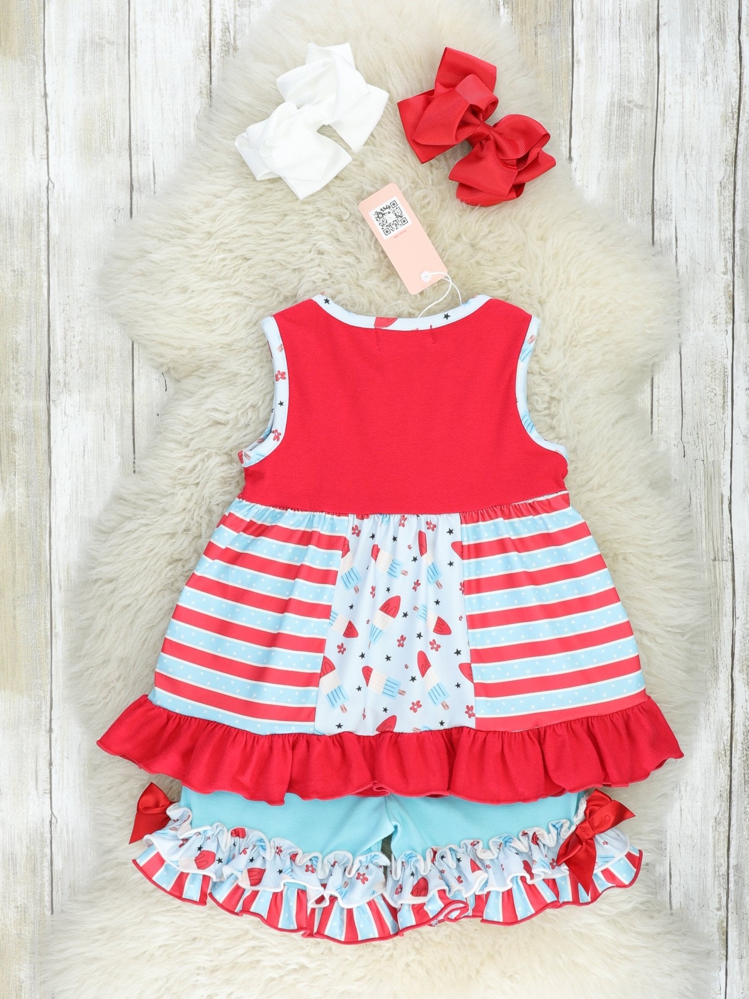Red, White, & Blue Popsicle Ruffle Outfit - Marie Nicole Clothing