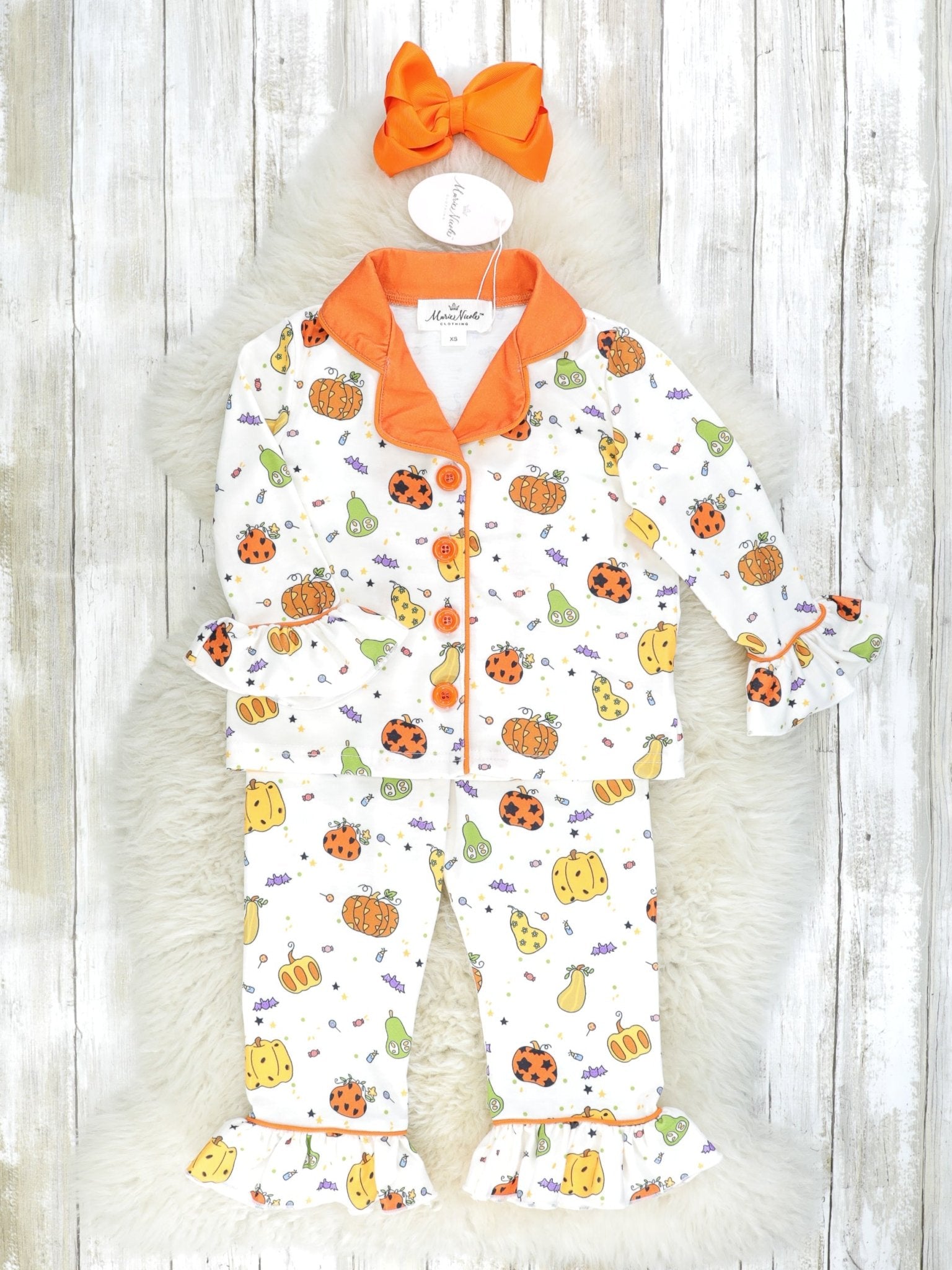 Pumpkin Spice & Spooky Nights Ruffle Pajamas - Marie Nicole Clothing