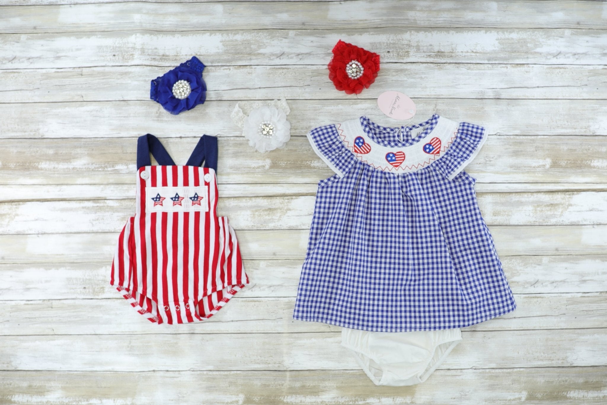 Flag Heart Smocked Tunic & Bloomers Set - Marie Nicole Clothing