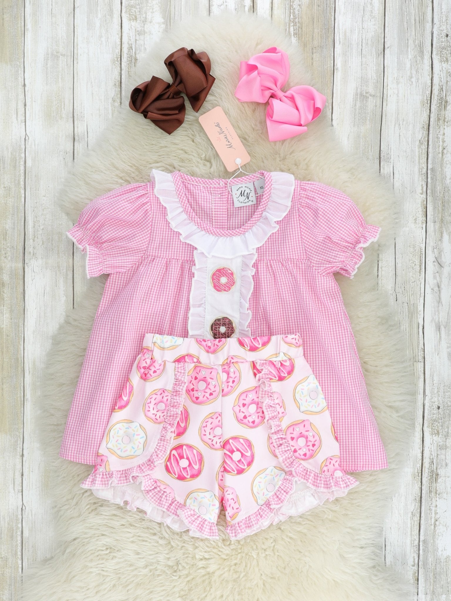 Pink Donut Ruffle Outfit - Marie Nicole Clothing