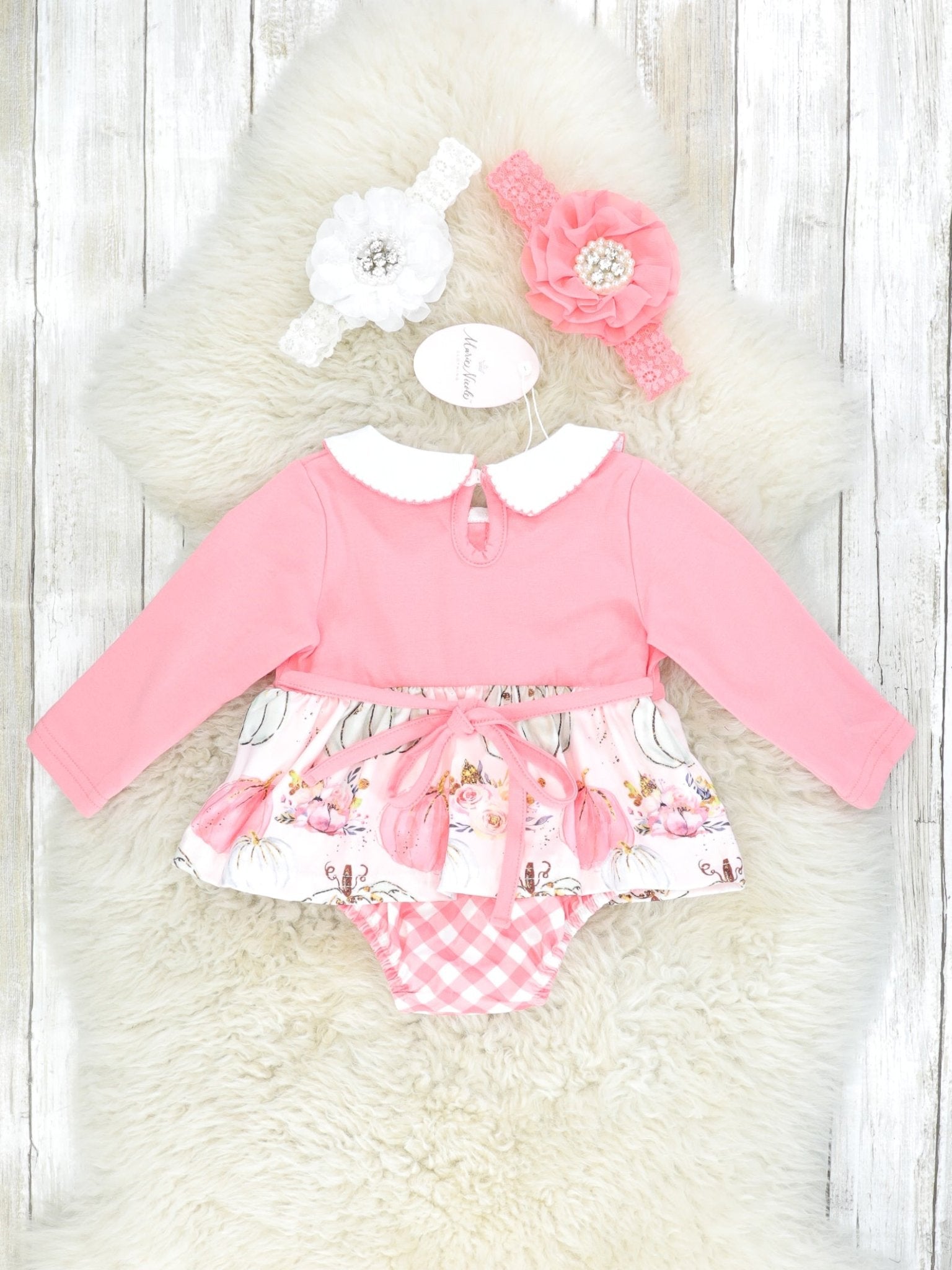 Pink Pumpkin Vintage Romper - Marie Nicole Clothing
