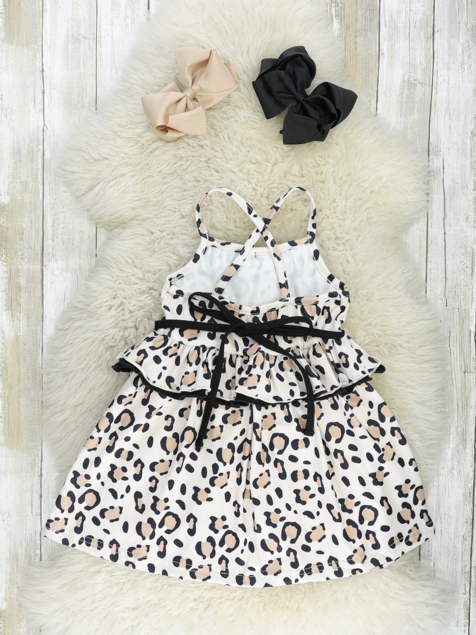 Cream Leopard Ruffle Tank Dress - Marie Nicole Clothing