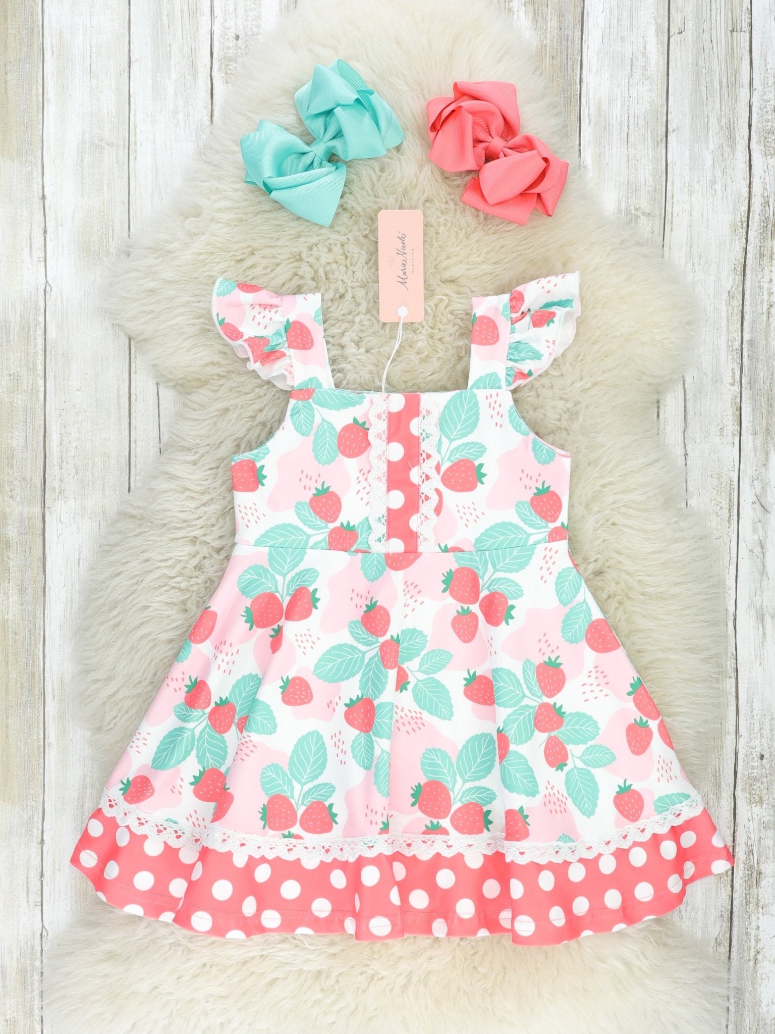 Sweet Strawberry Ruffle Dress - Marie Nicole Clothing
